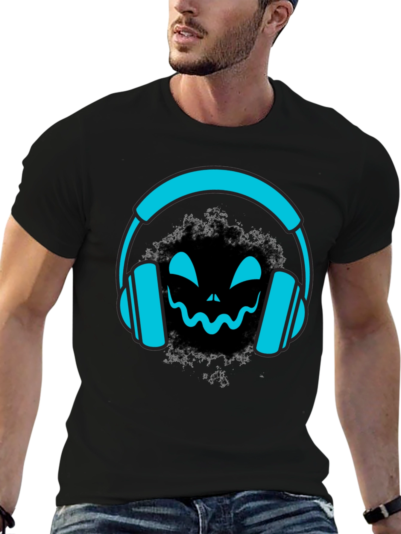 DJ Headphone Halloween Black T-Shirt