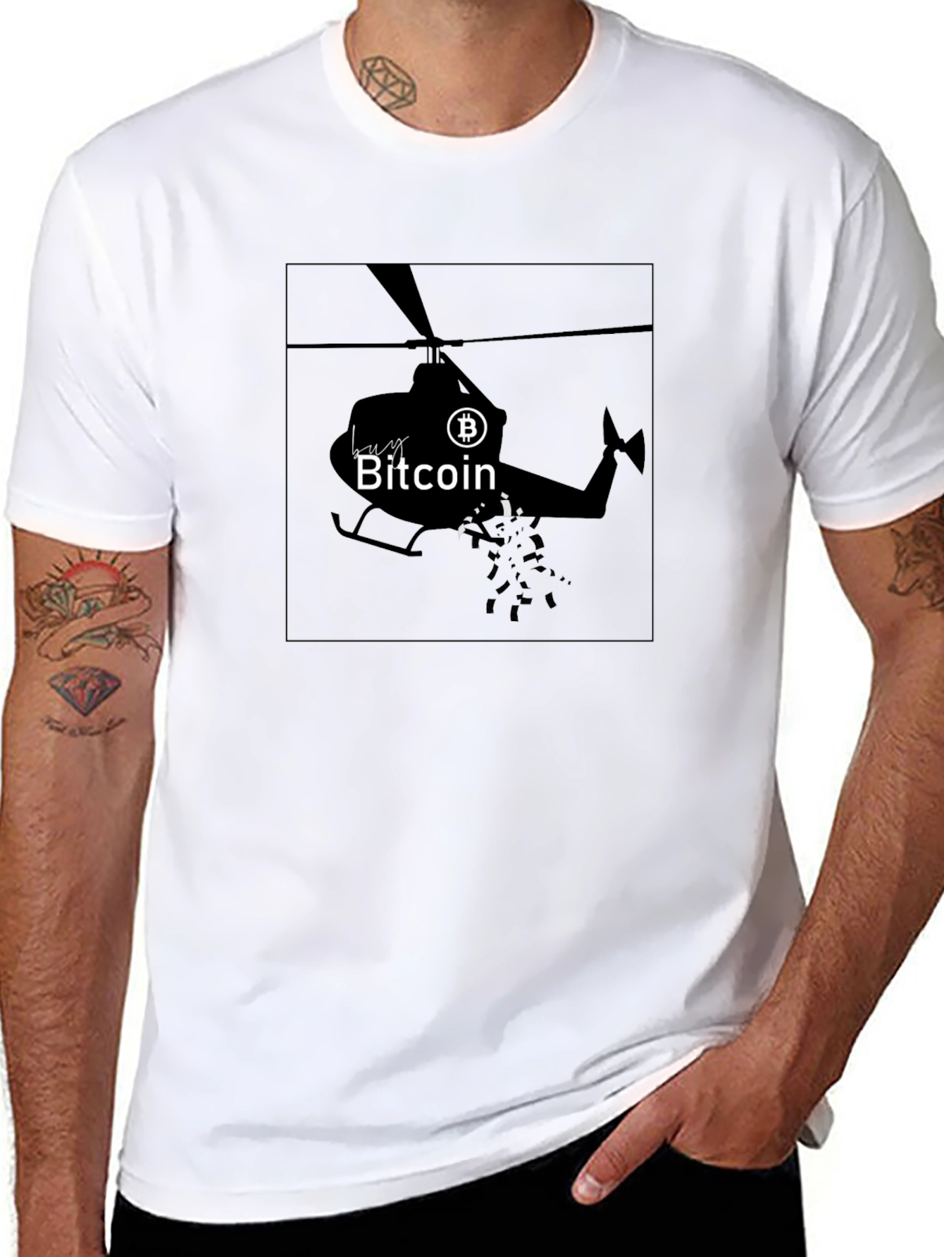 Bitcoin Helicopter T-Shirt - Crypto HODL Tee