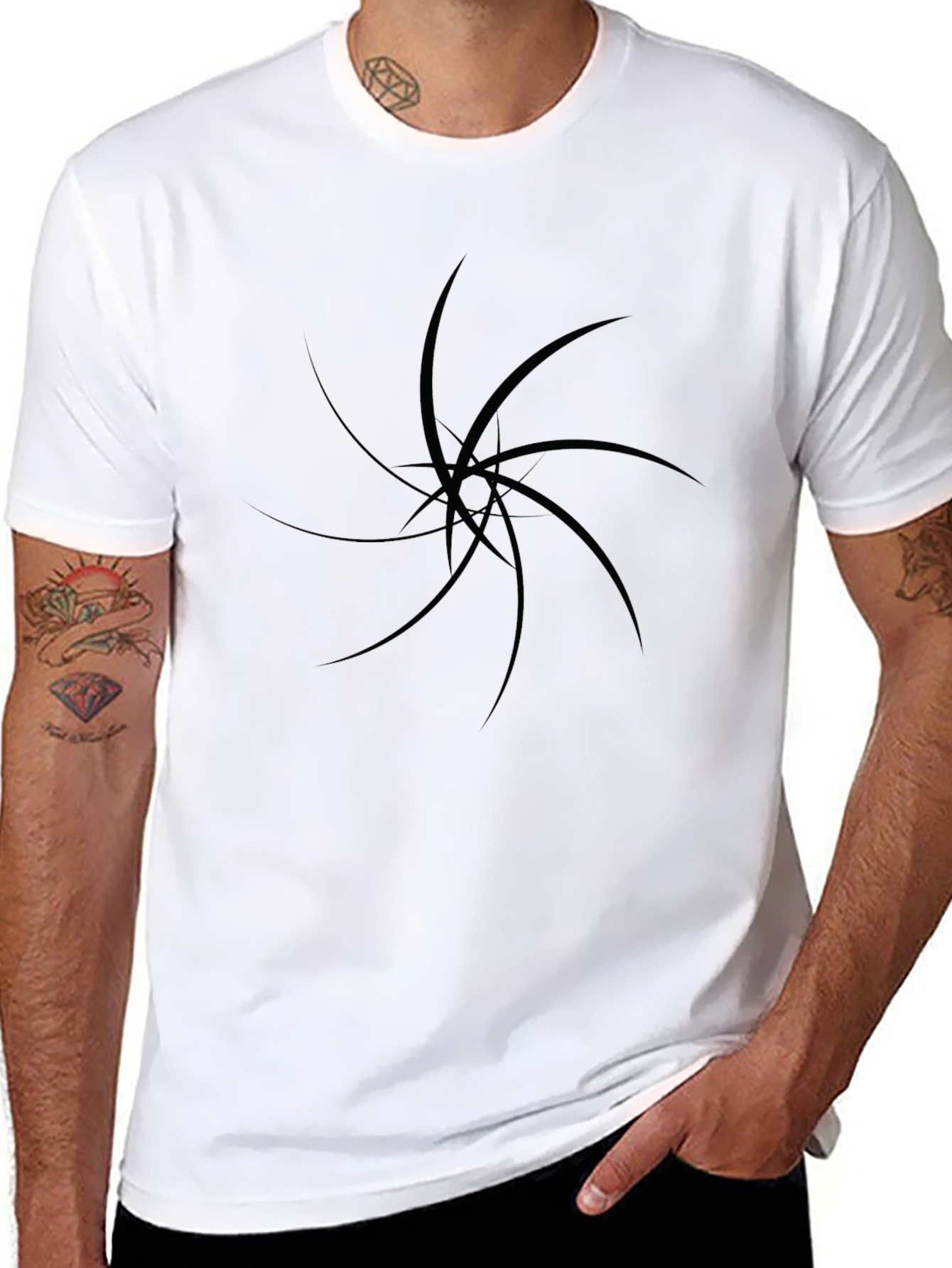 Mens Black Graphic Tee - Abstract Design