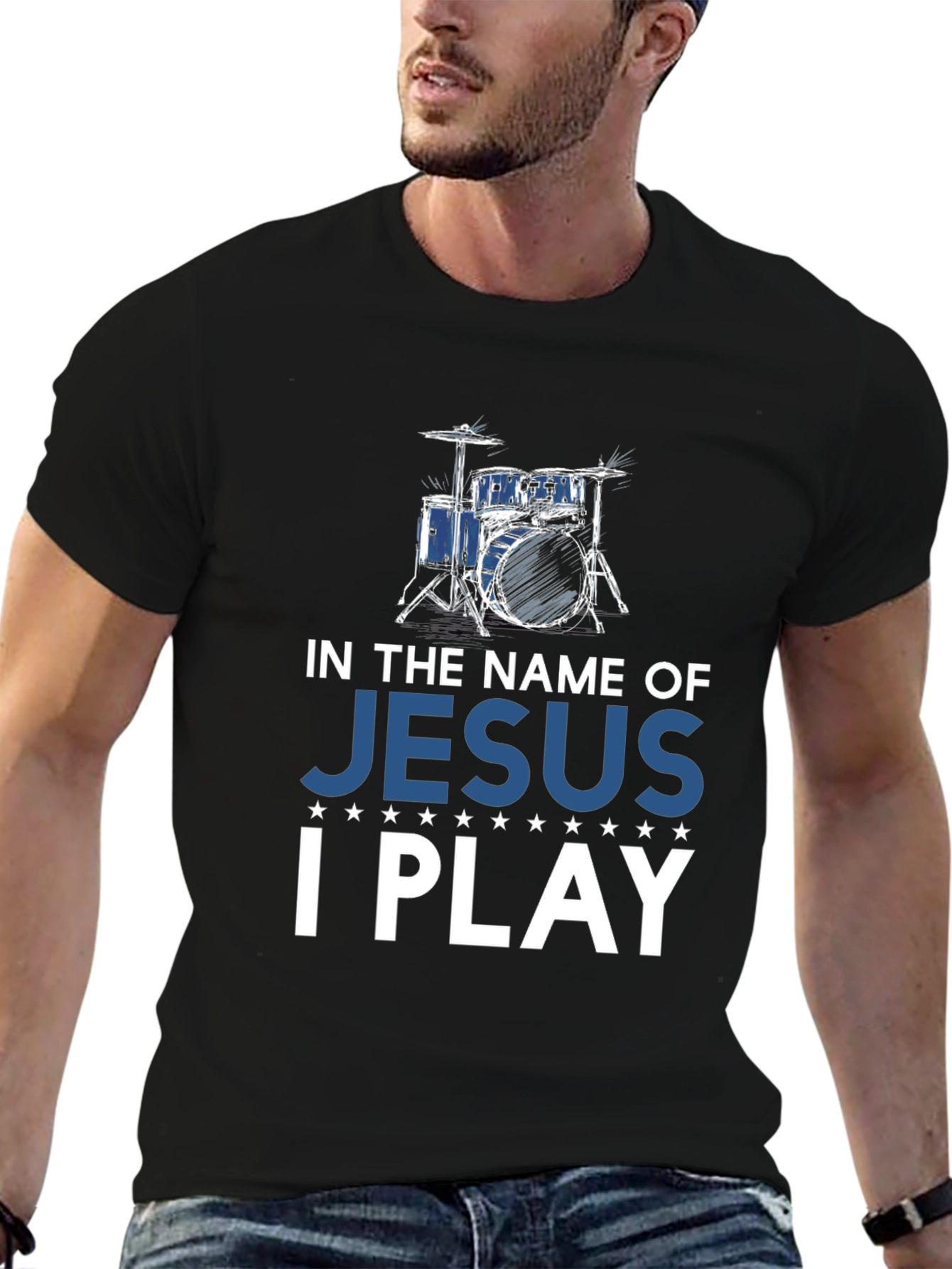 In the Name of Jesus I Play Drummer T-Shirt