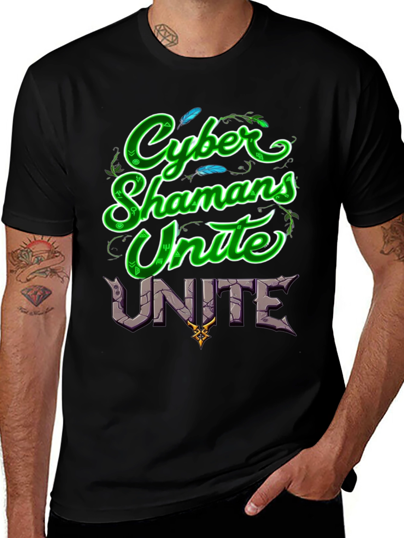 Cyber Shamans Unite Graphic T-Shirt
