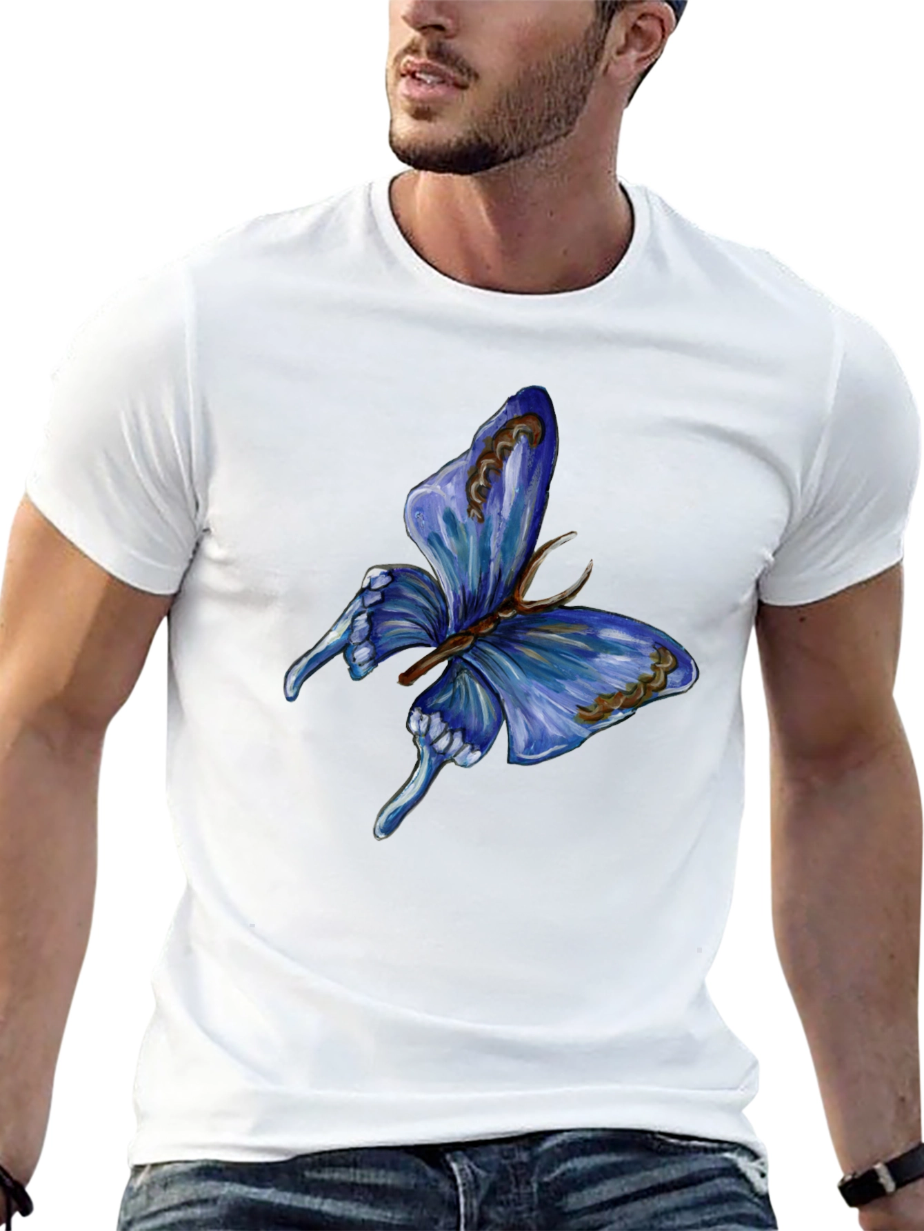 Butterfly Graphic Print Black T-Shirt for Men
