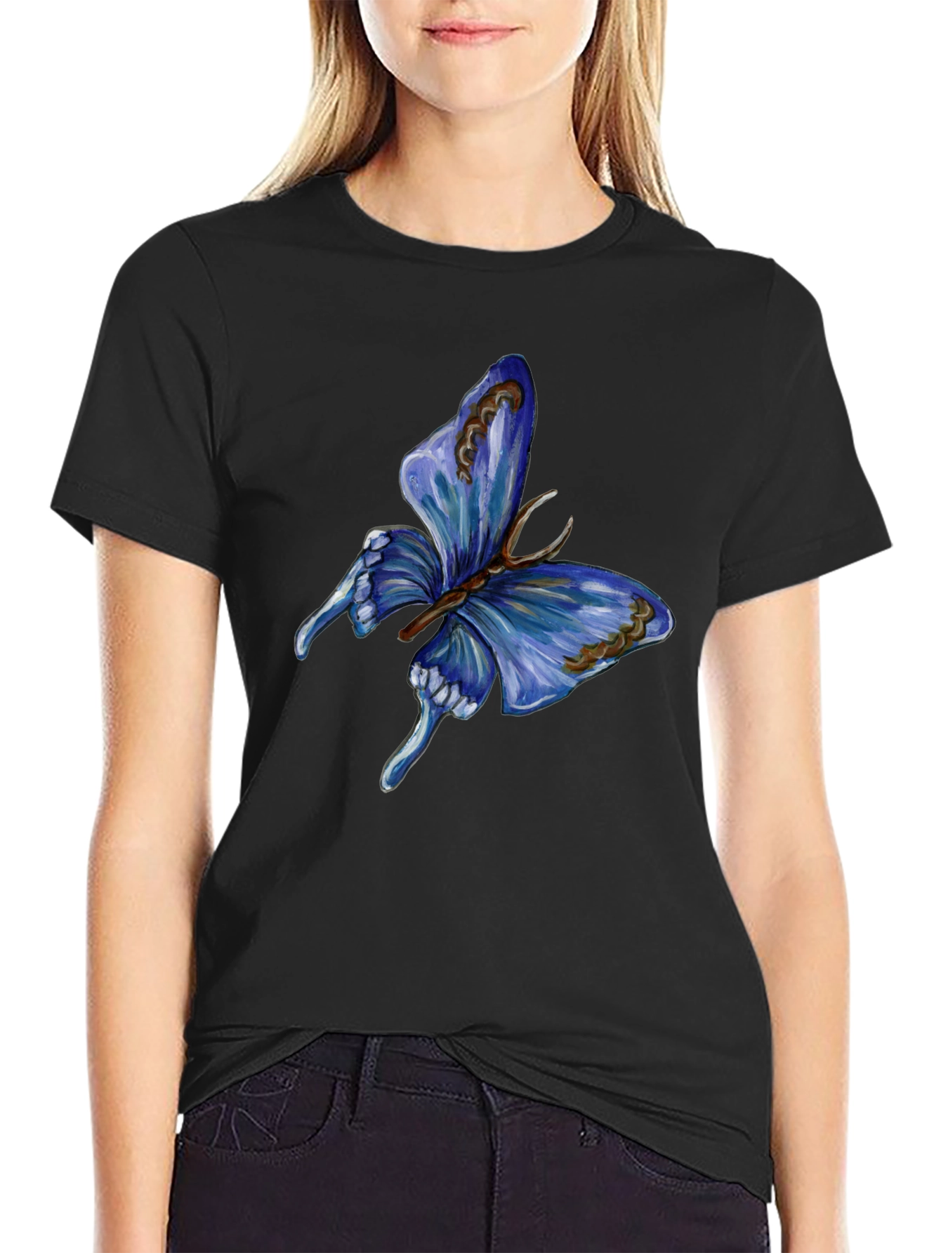 Butterfly Graphic Print Black T-Shirt for Men