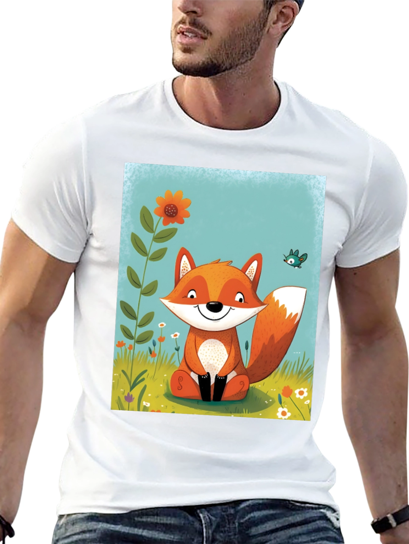 Fox Graphic Tee - Whimsical Cartoon Style