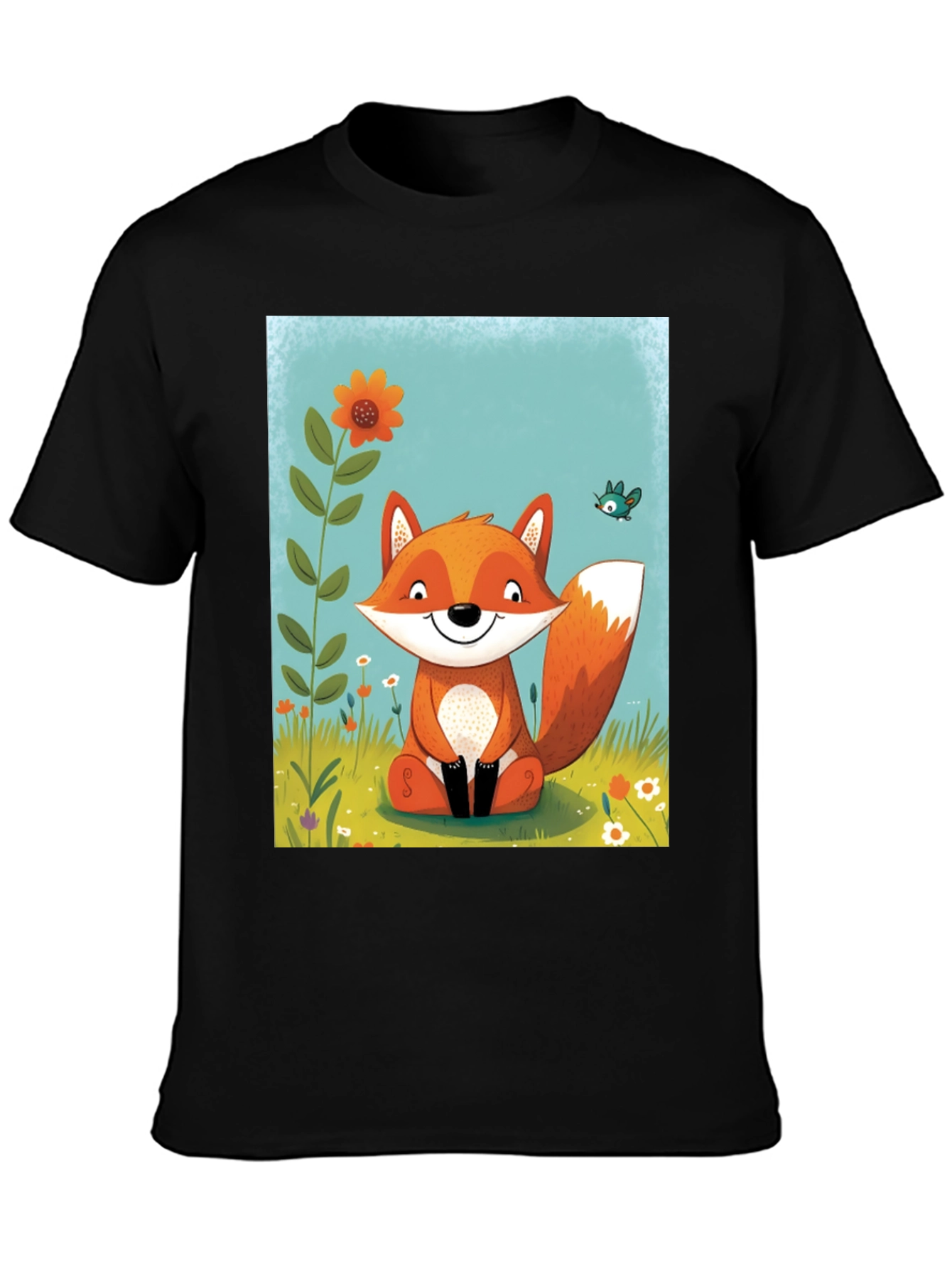 Fox Graphic Tee - Whimsical Cartoon Style