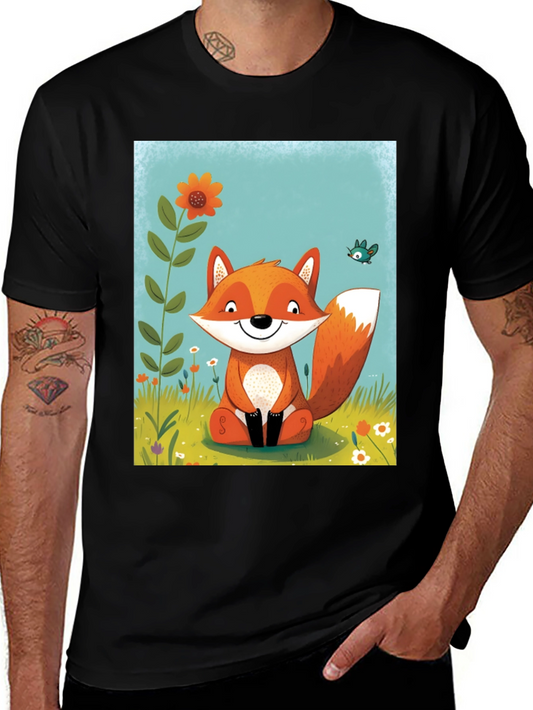 Fox Graphic Tee - Whimsical Cartoon Style