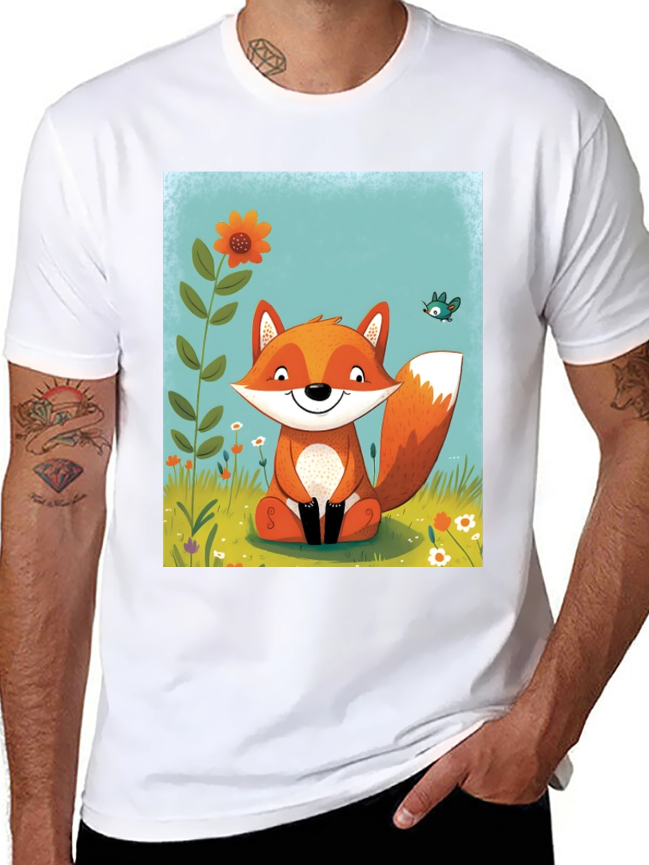 Fox Graphic Tee - Whimsical Cartoon Style