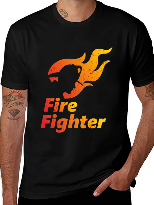 Firefighter Graphic Tee - Stylish Black Cotton T-Shirt