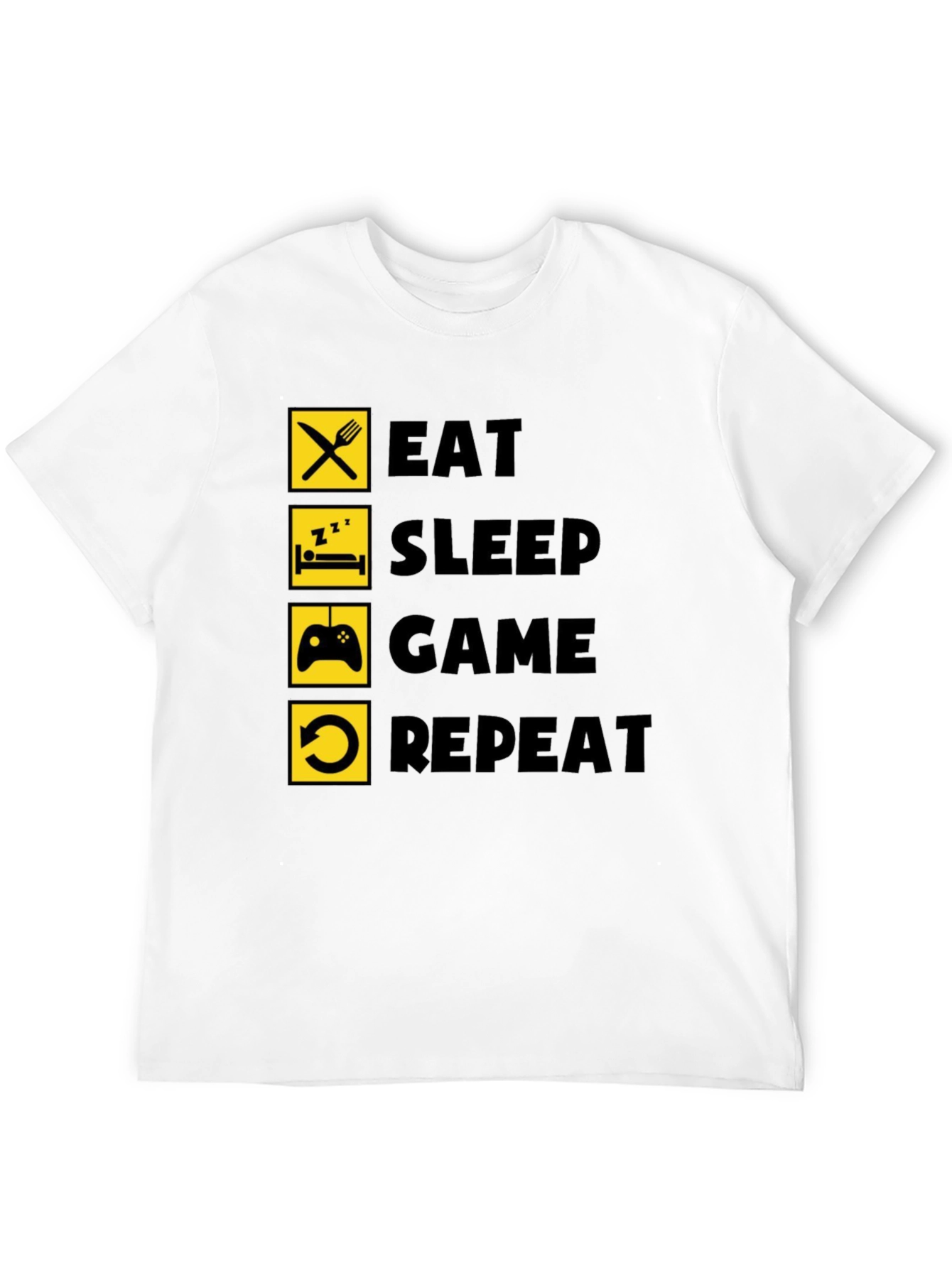 Eat Sleep Game Repeat Black Graphic Tee