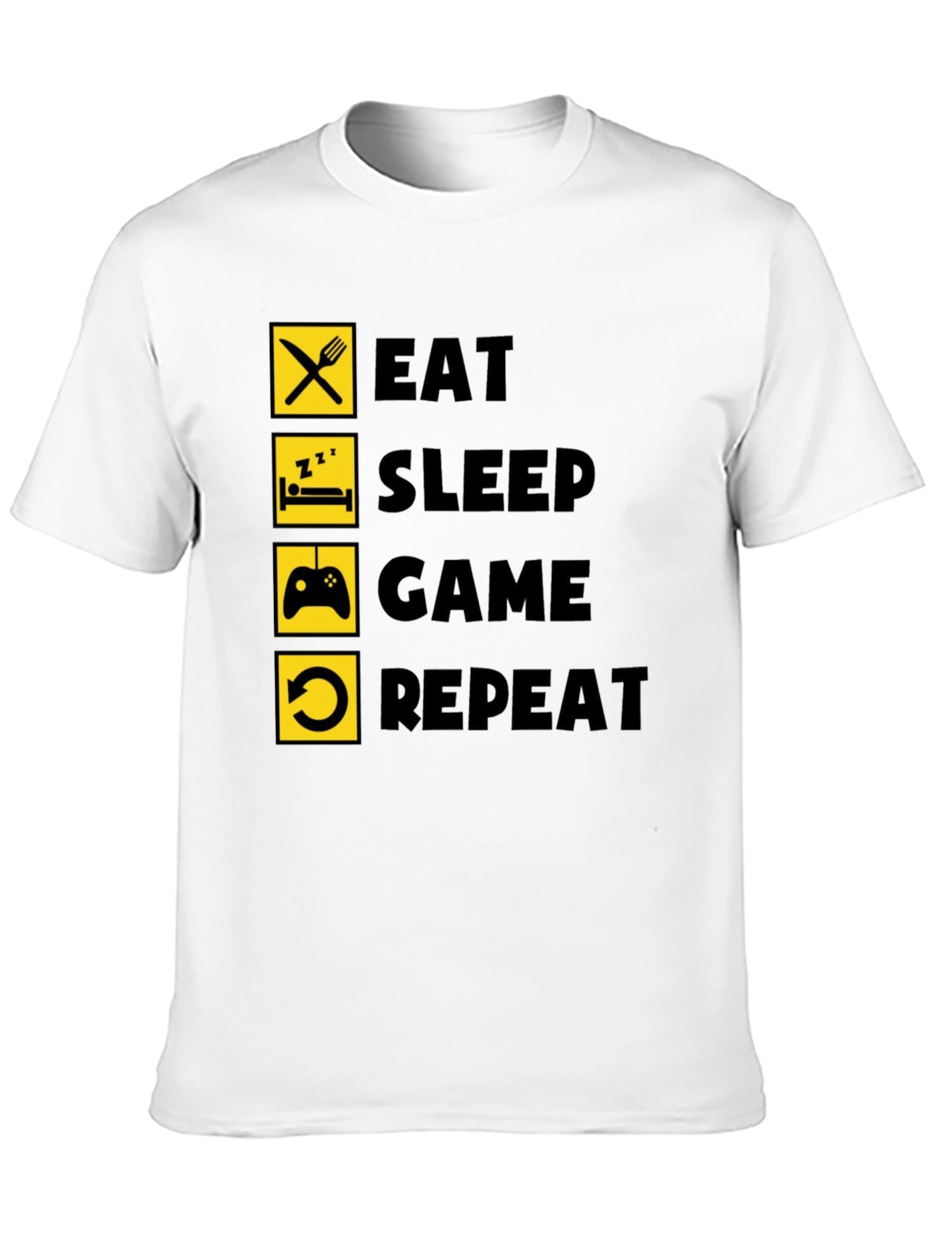 Eat Sleep Game Repeat Black Graphic Tee
