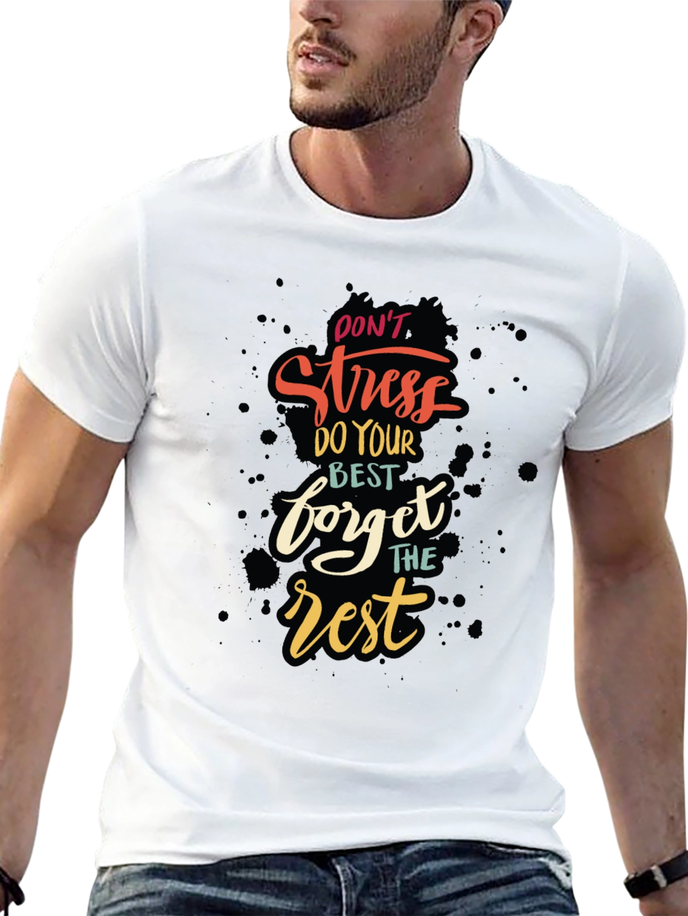 Dont Stress Graphic Tee - Black Cotton Comfort