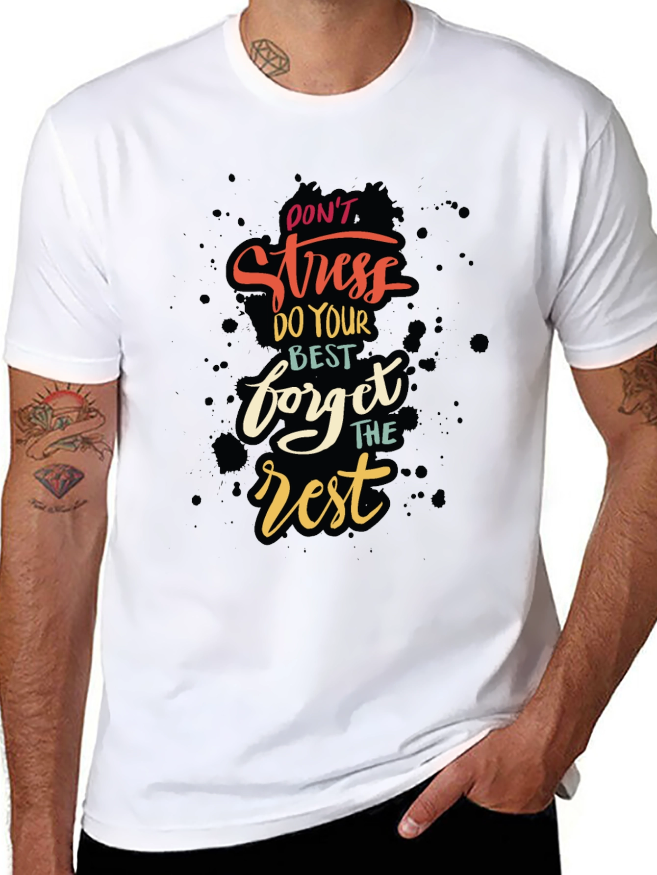 Dont Stress Graphic Tee - Black Cotton Comfort