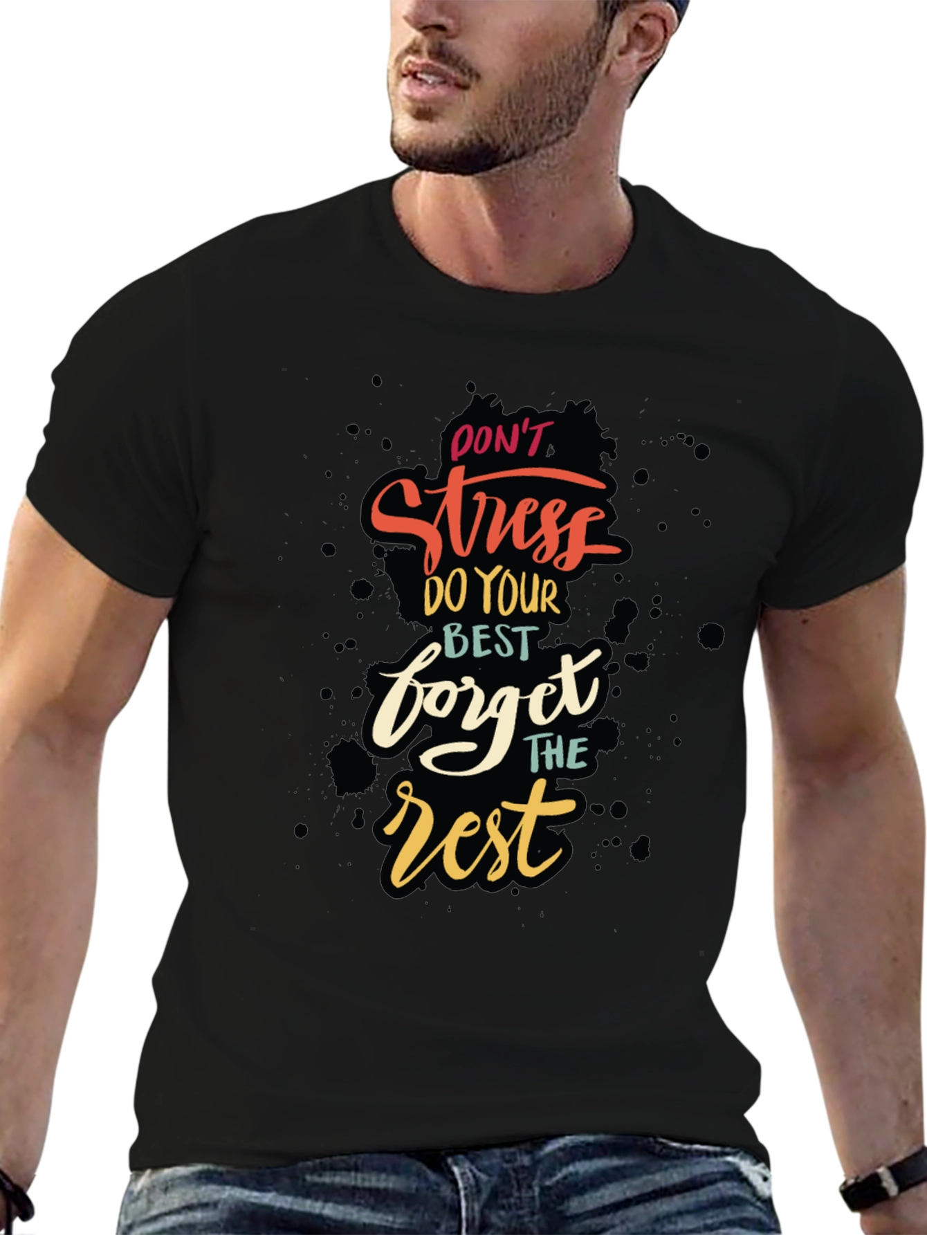 Dont Stress Graphic Tee - Black Cotton Comfort