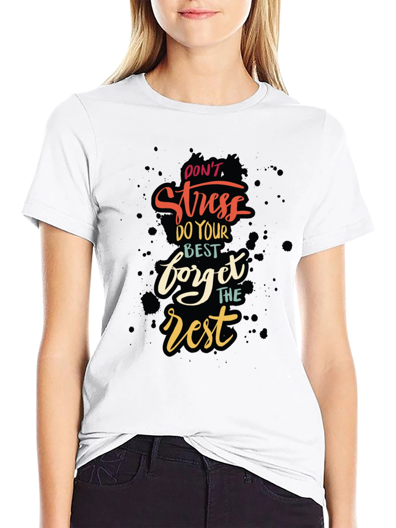 Dont Stress Graphic Tee - Black Cotton Comfort