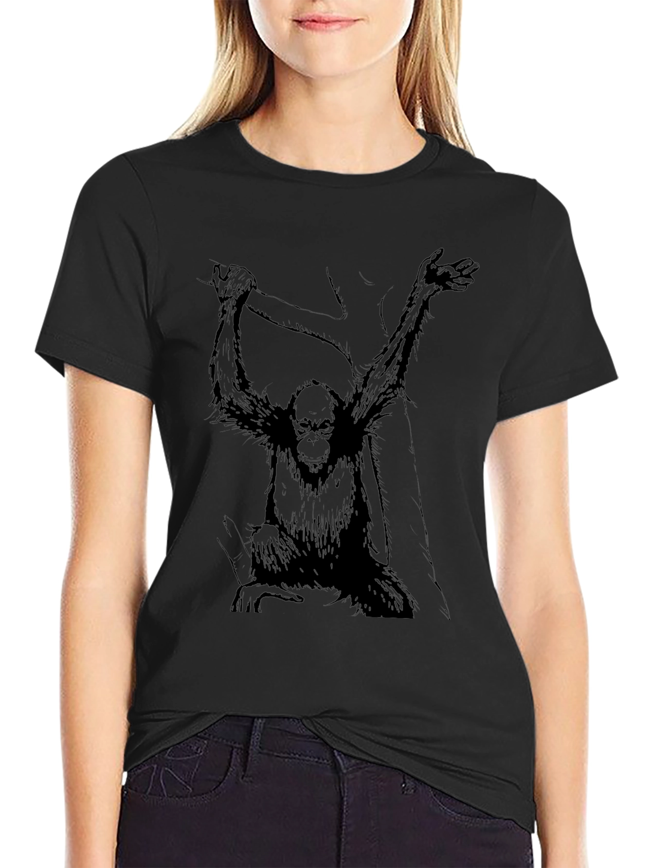Monkey Graphic Black Tee - Urban Style