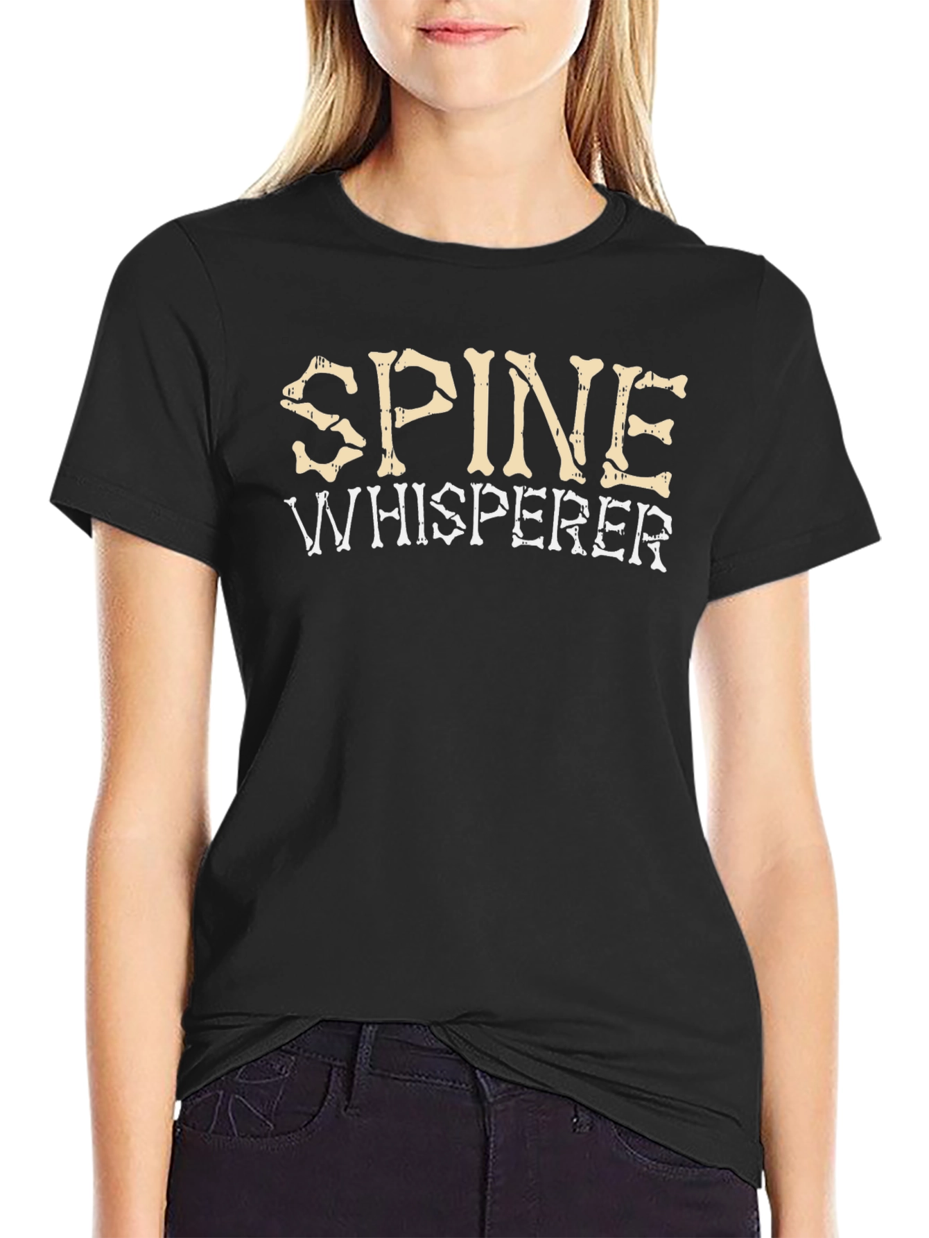 Spine Whisperer Graphic Tee - Black Cotton T-Shirt