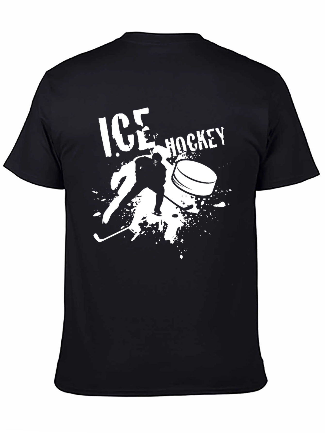 Ice Hockey Graphic Tee - Black Cotton T-Shirt