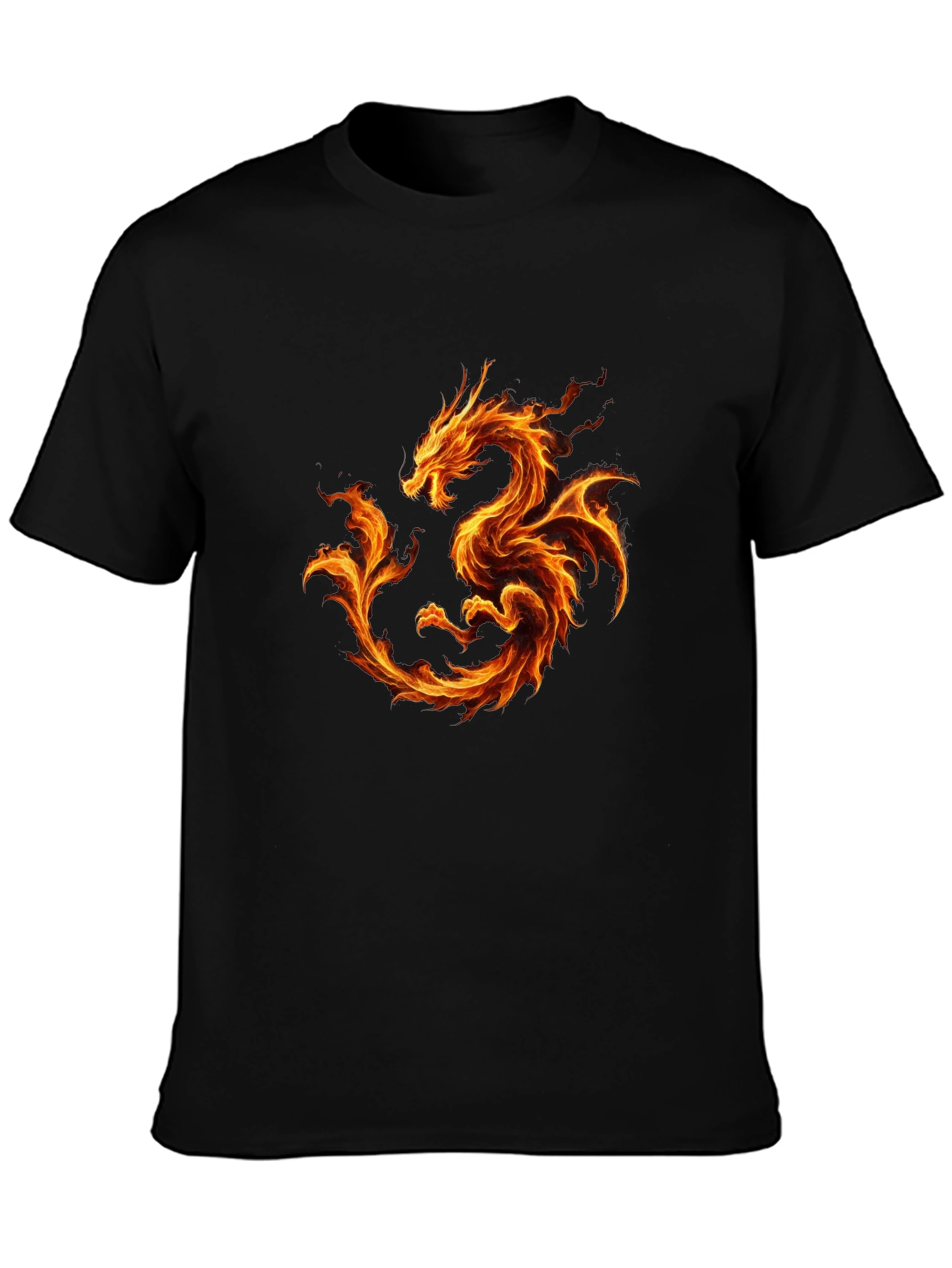 Fiery Dragon Graphic Black T-Shirt