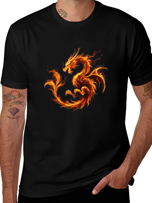 Fiery Dragon Graphic Black T-Shirt