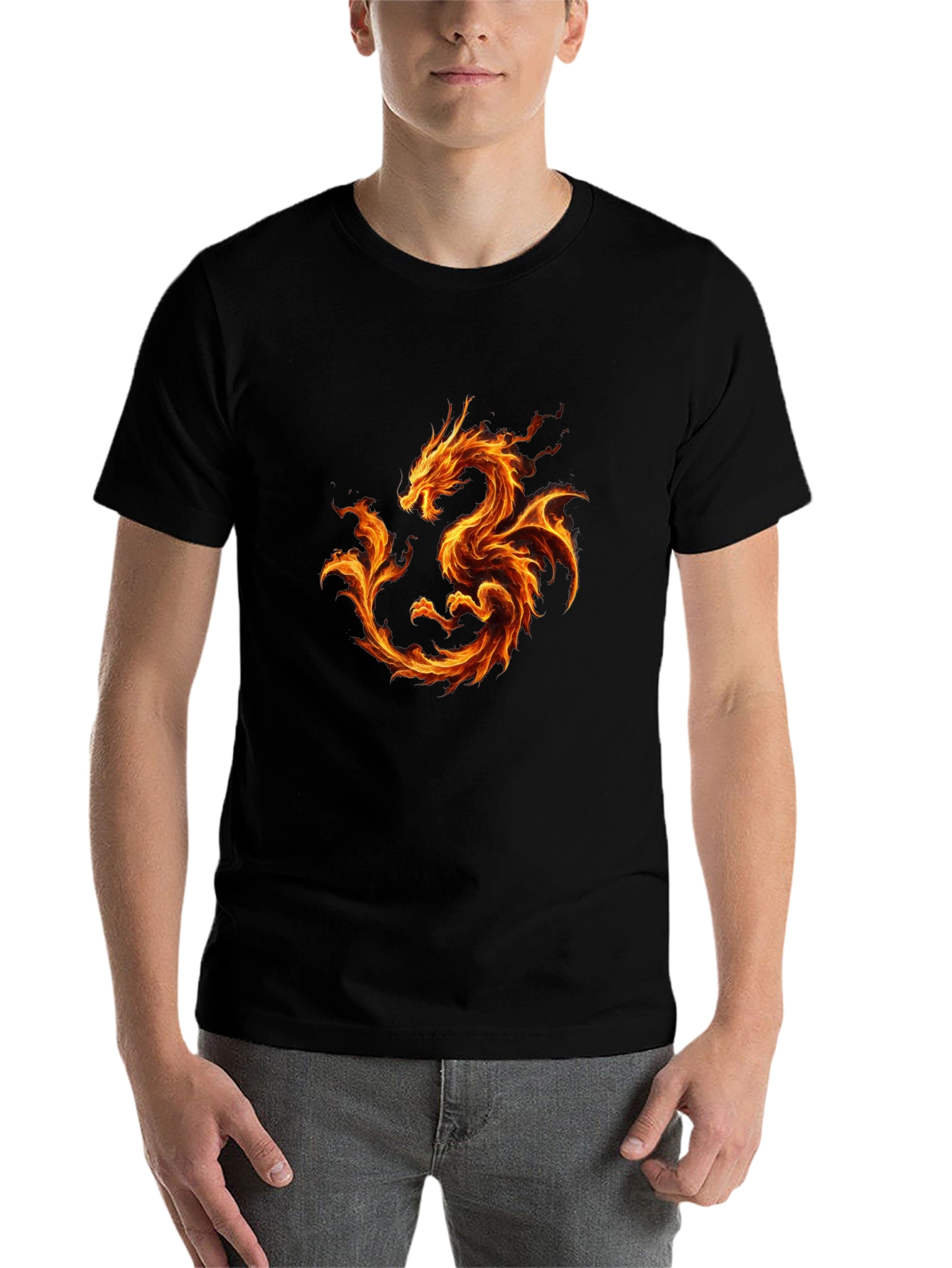 Fiery Dragon Graphic Black T-Shirt