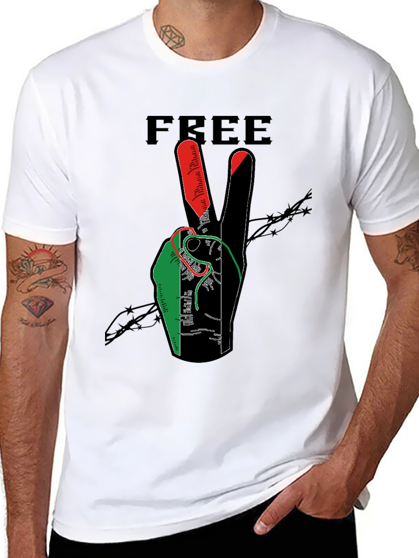 Free Peace Hand Graphic Print T-Shirt