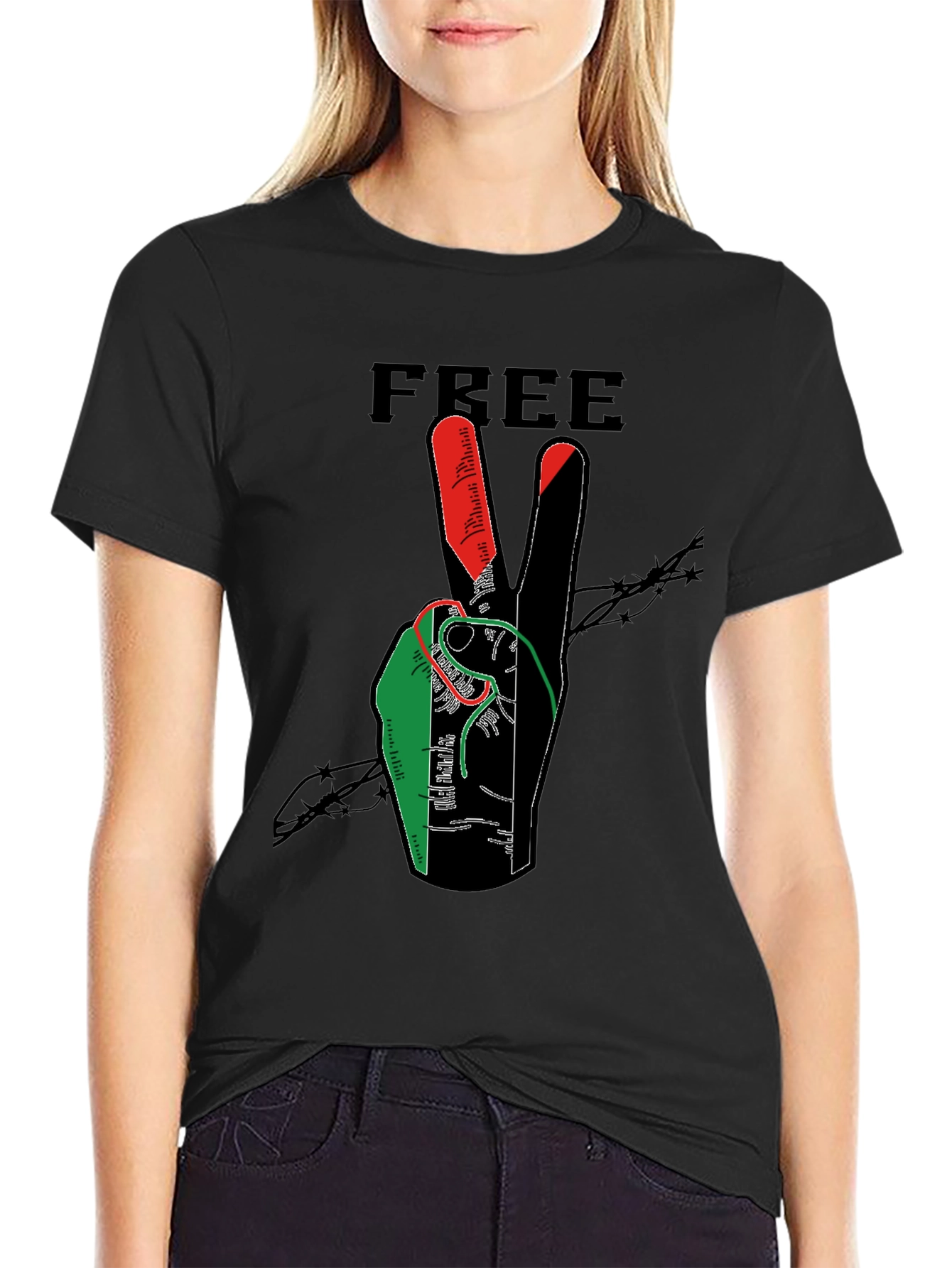 Free Peace Hand Graphic Print T-Shirt
