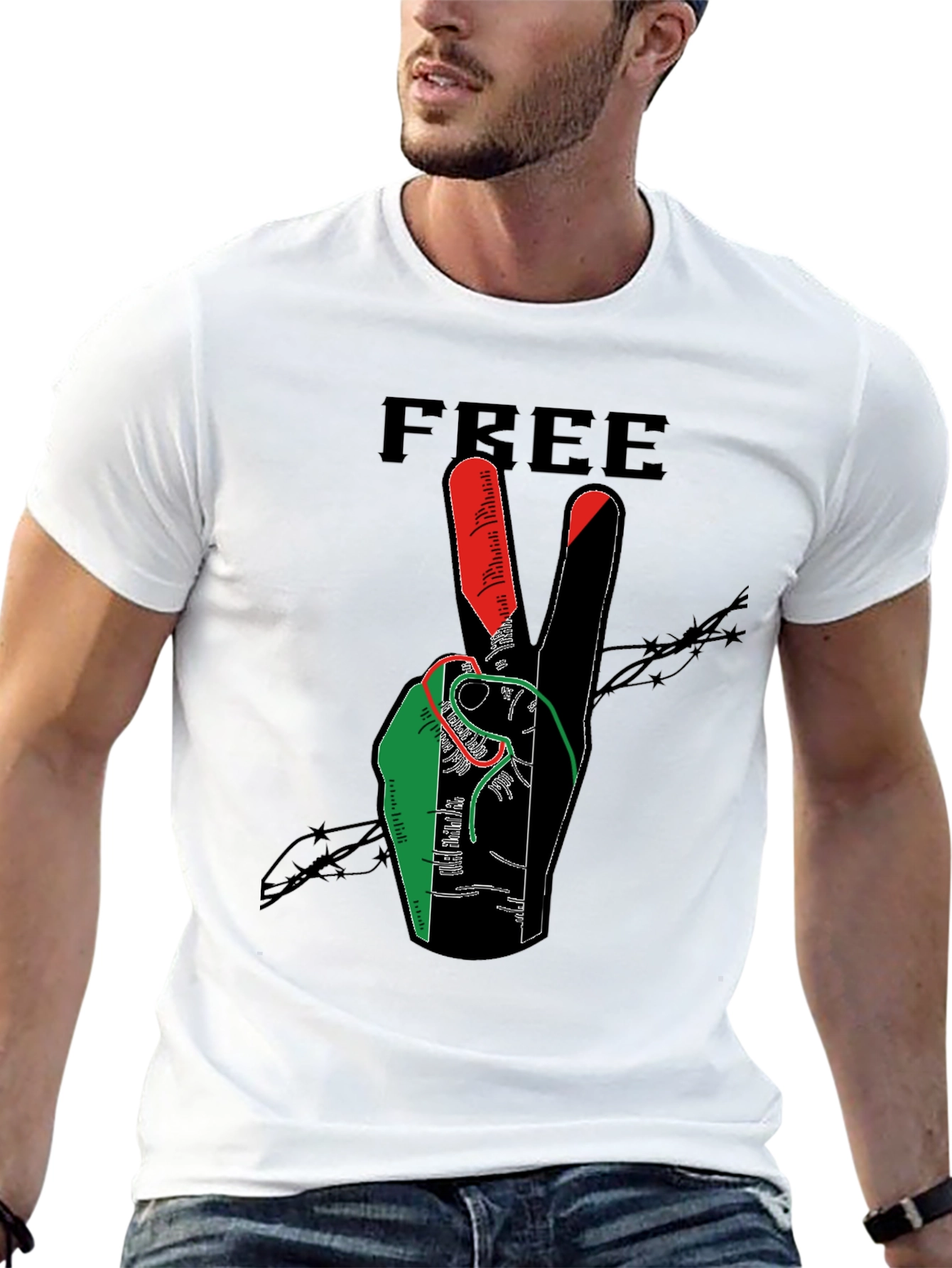 Free Peace Hand Graphic Print T-Shirt