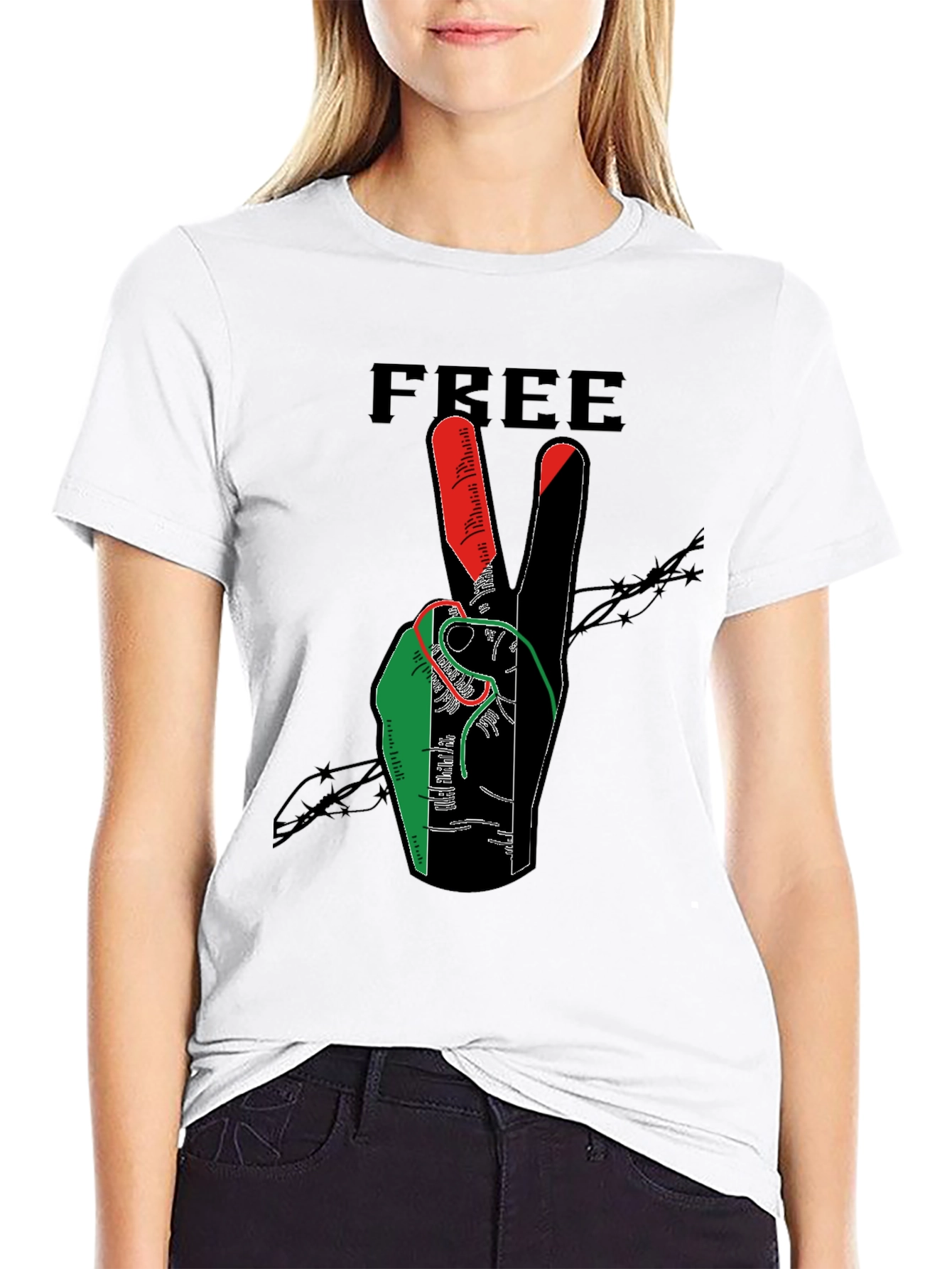 Free Peace Hand Graphic Print T-Shirt