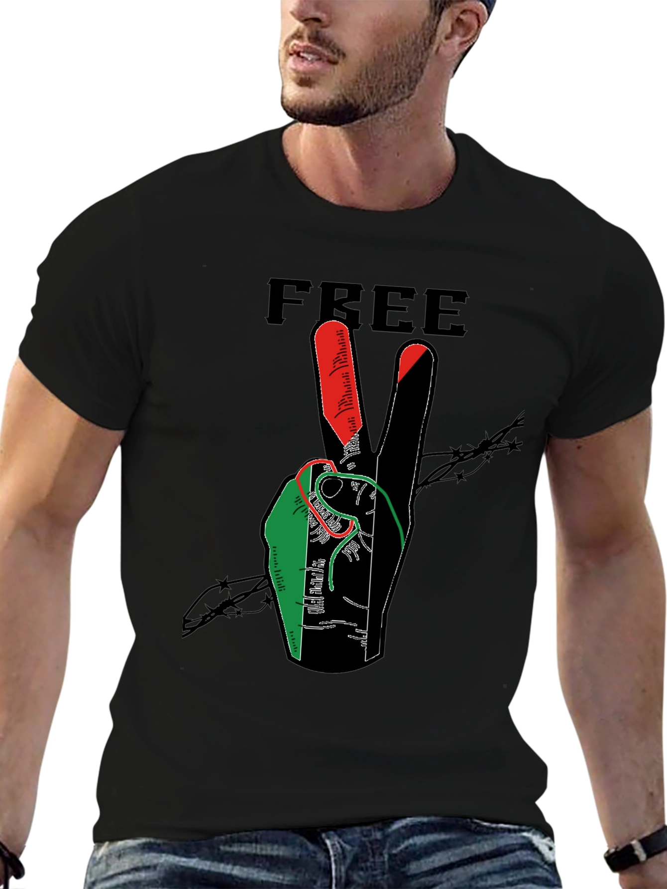 Free Peace Hand Graphic Print T-Shirt