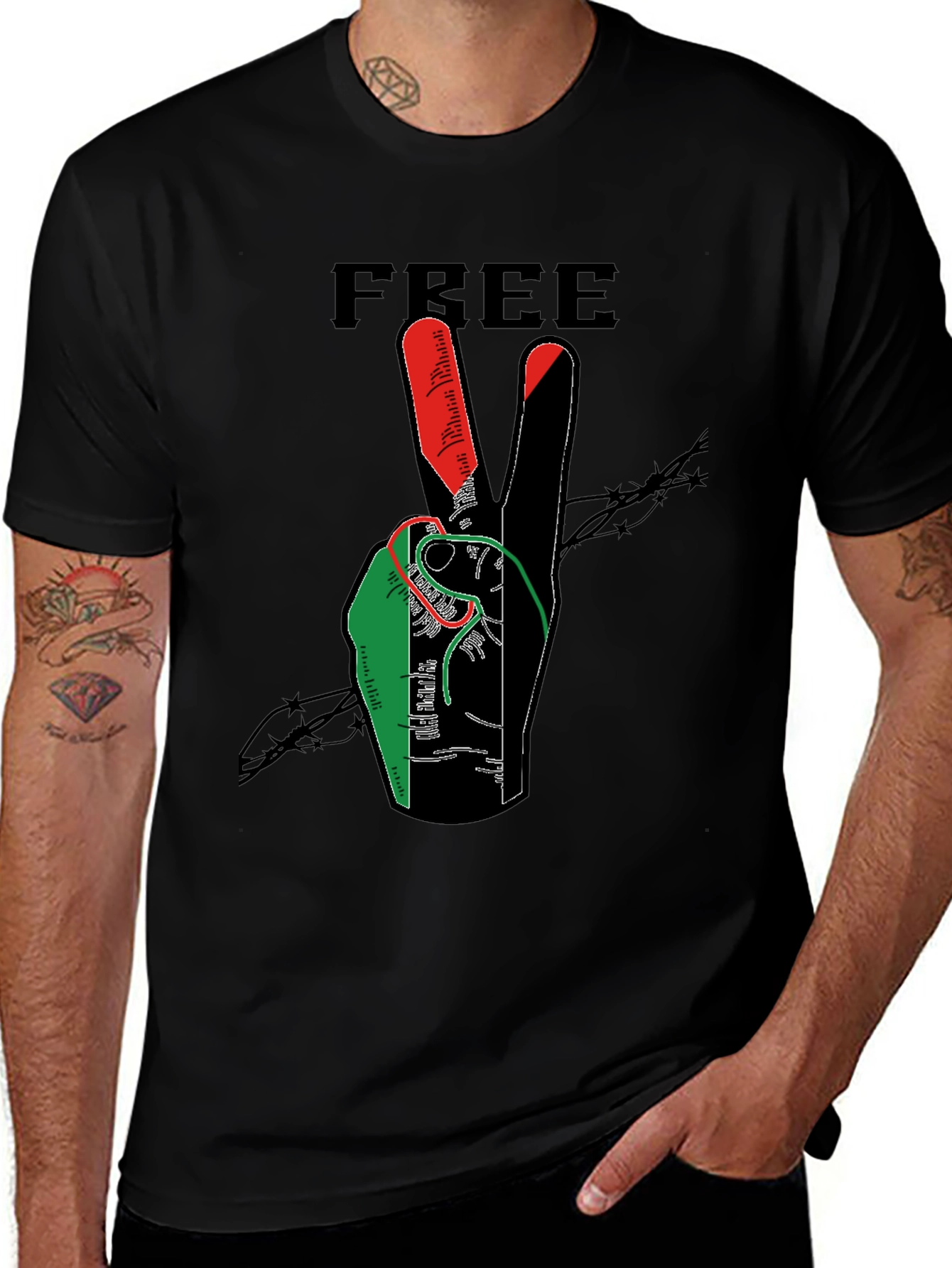 Free Peace Hand Graphic Print T-Shirt