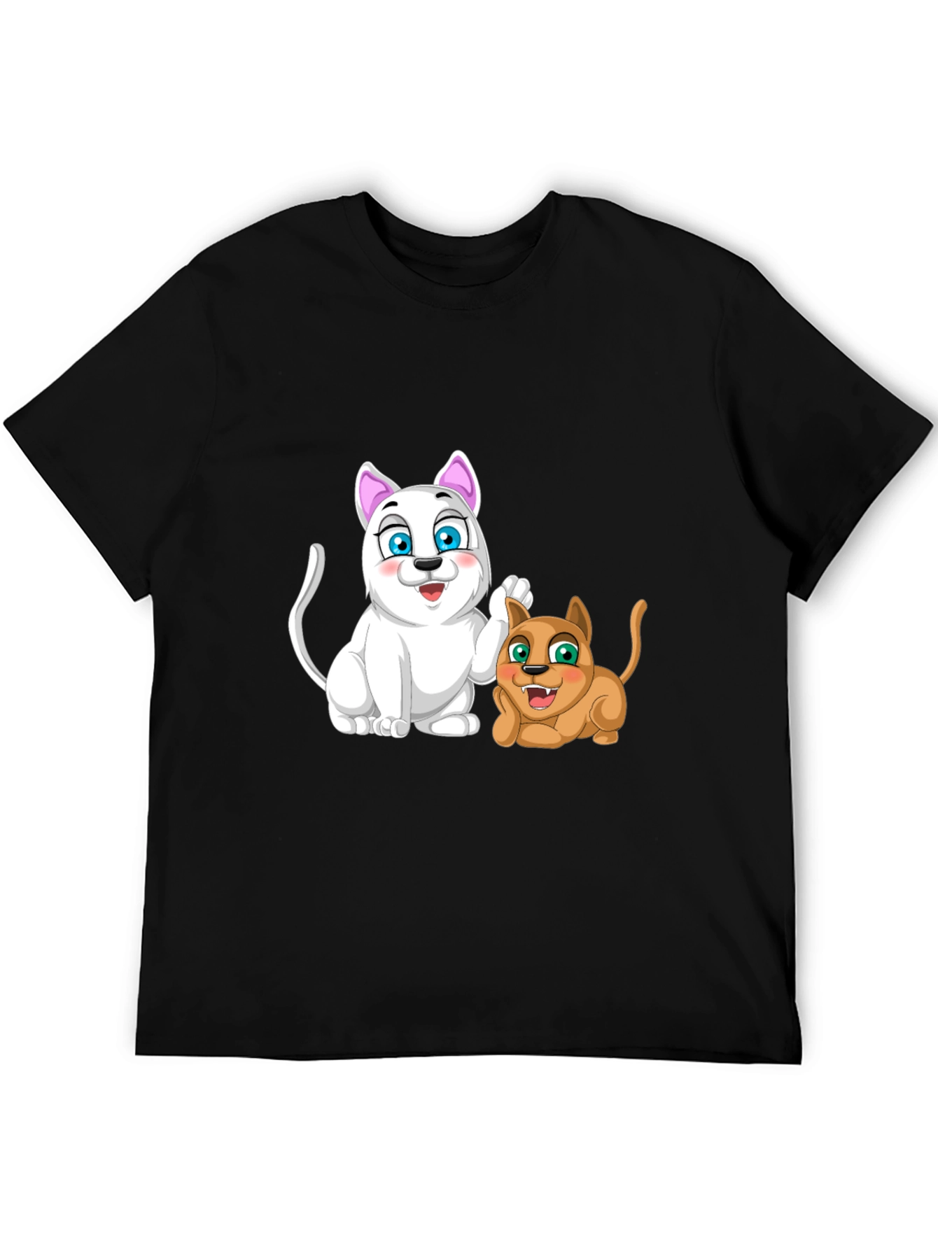 Cartoon Cats Black T-Shirt