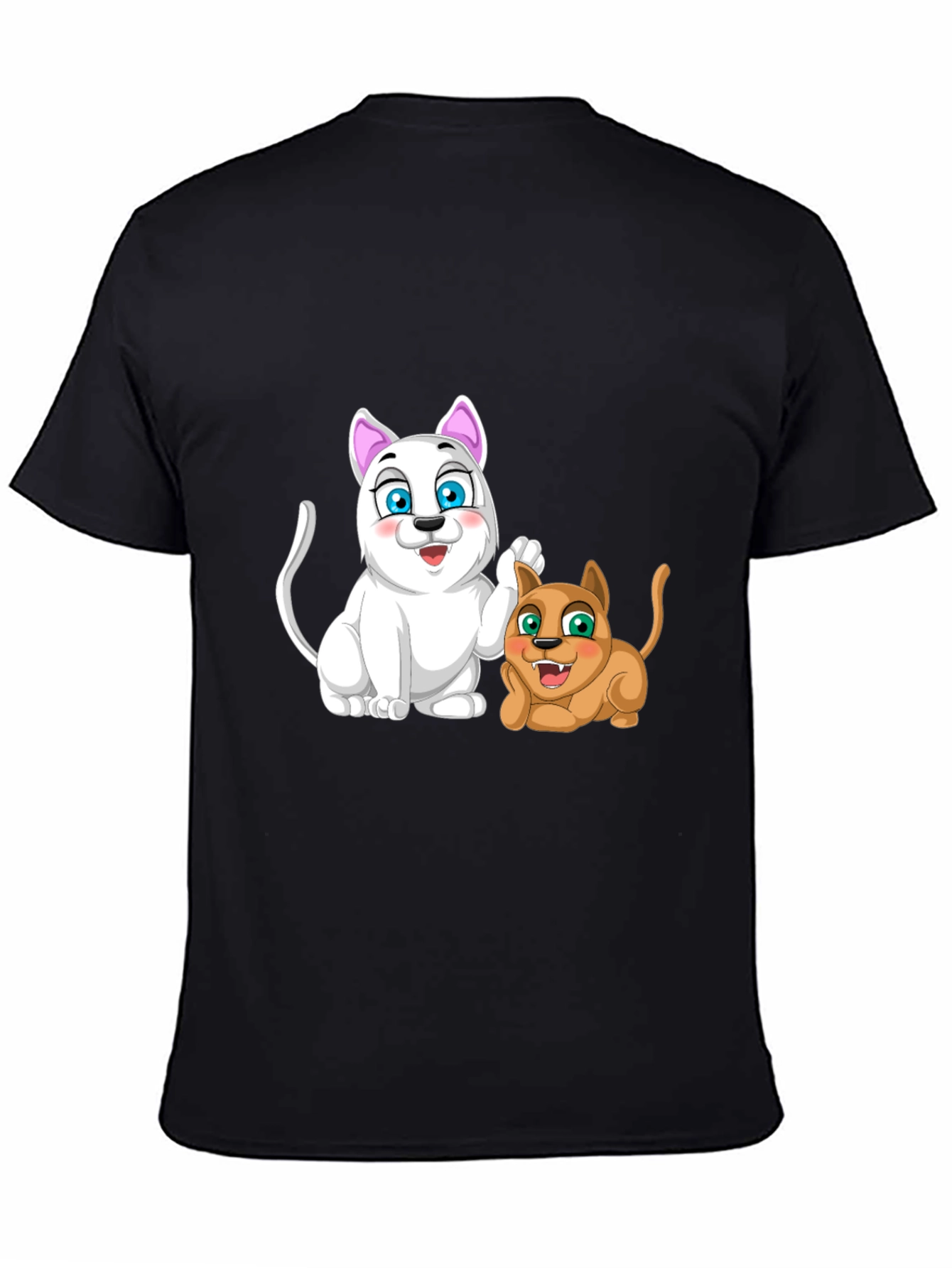 Cartoon Cats Black T-Shirt