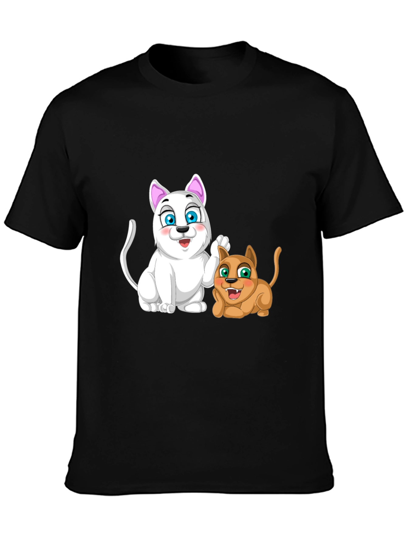 Cartoon Cats Black T-Shirt