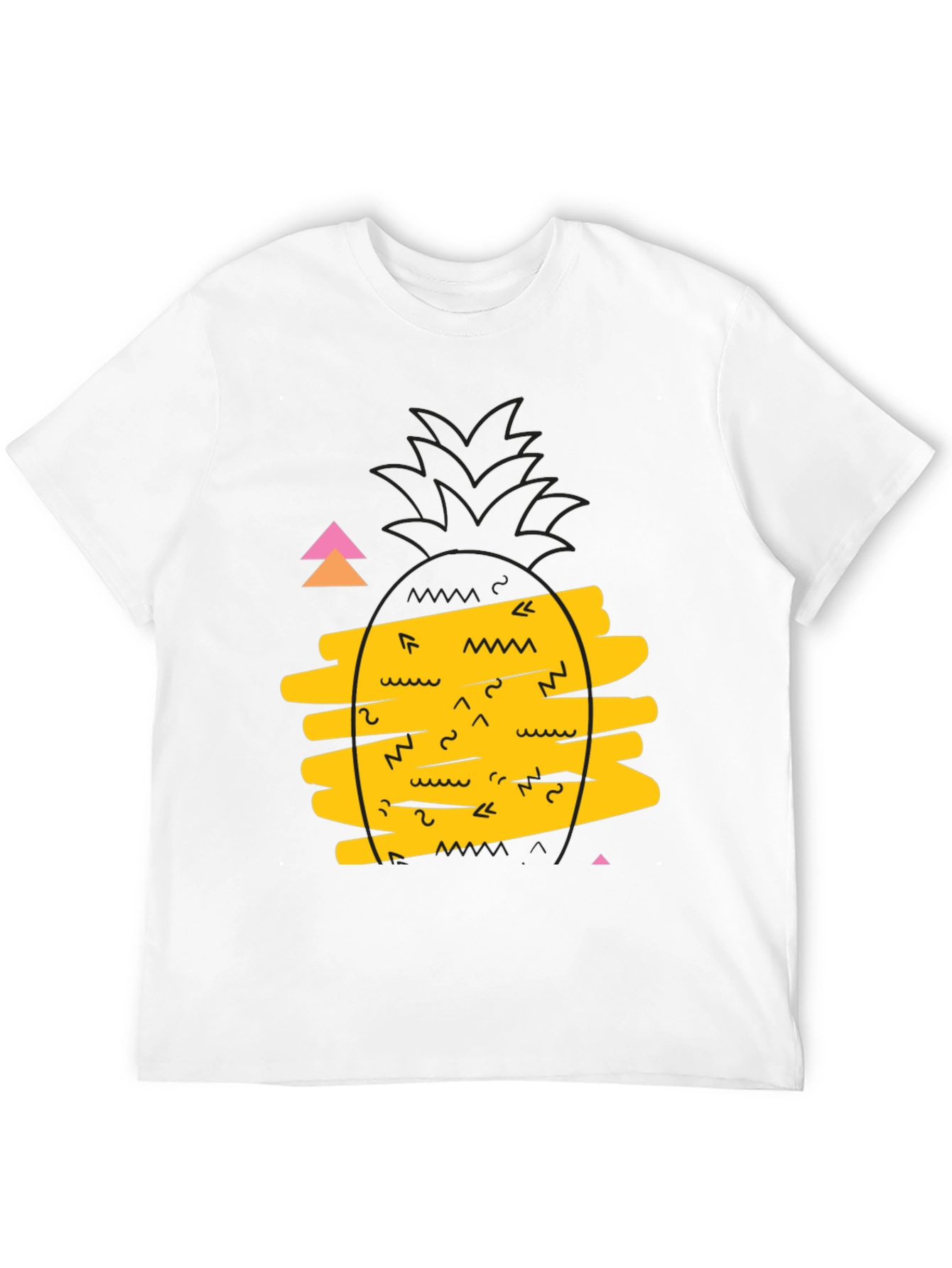Retro Pineapple Graphic Tee - Black Cotton Casual T-Shirt