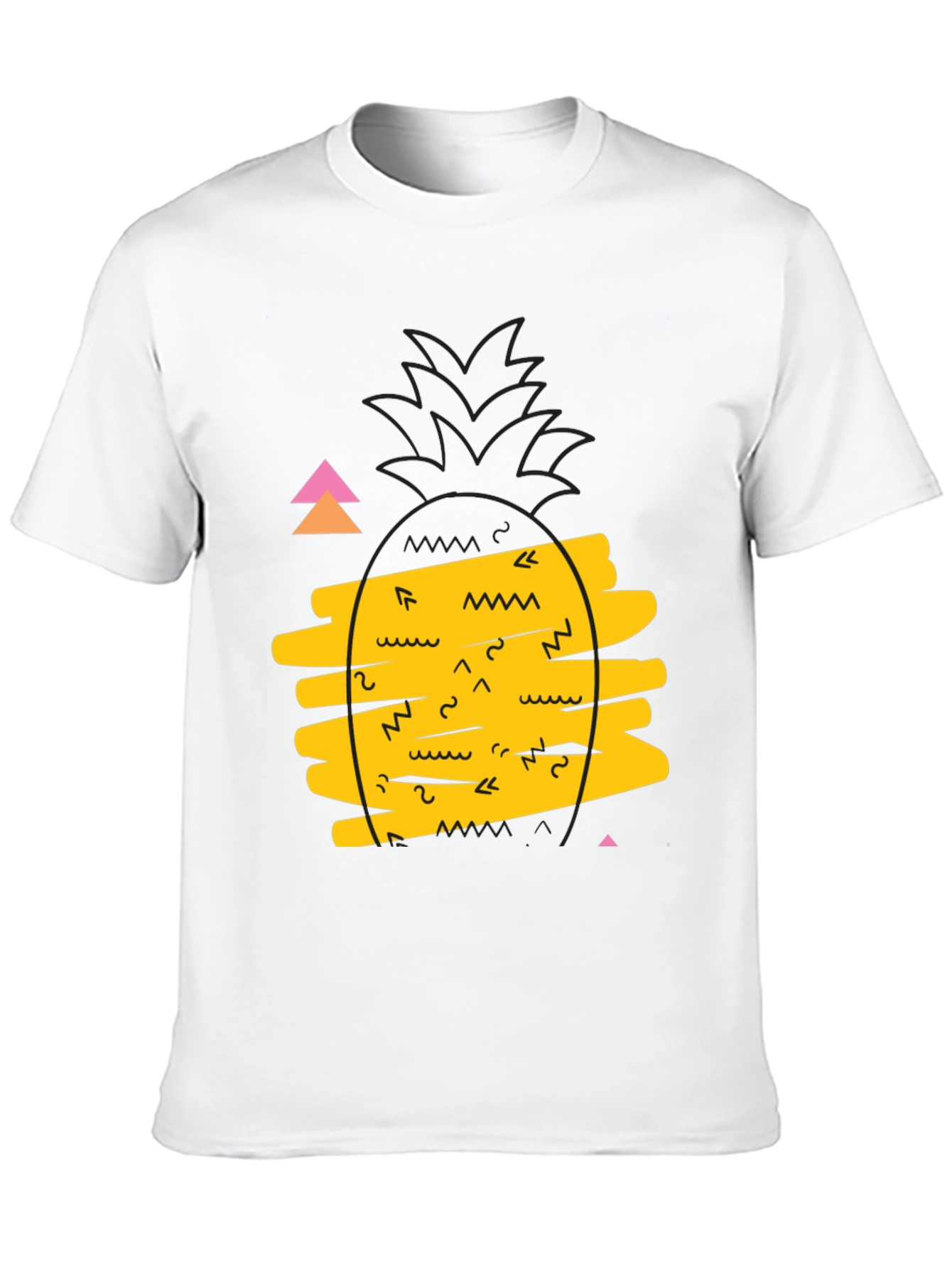 Retro Pineapple Graphic Tee - Black Cotton Casual T-Shirt