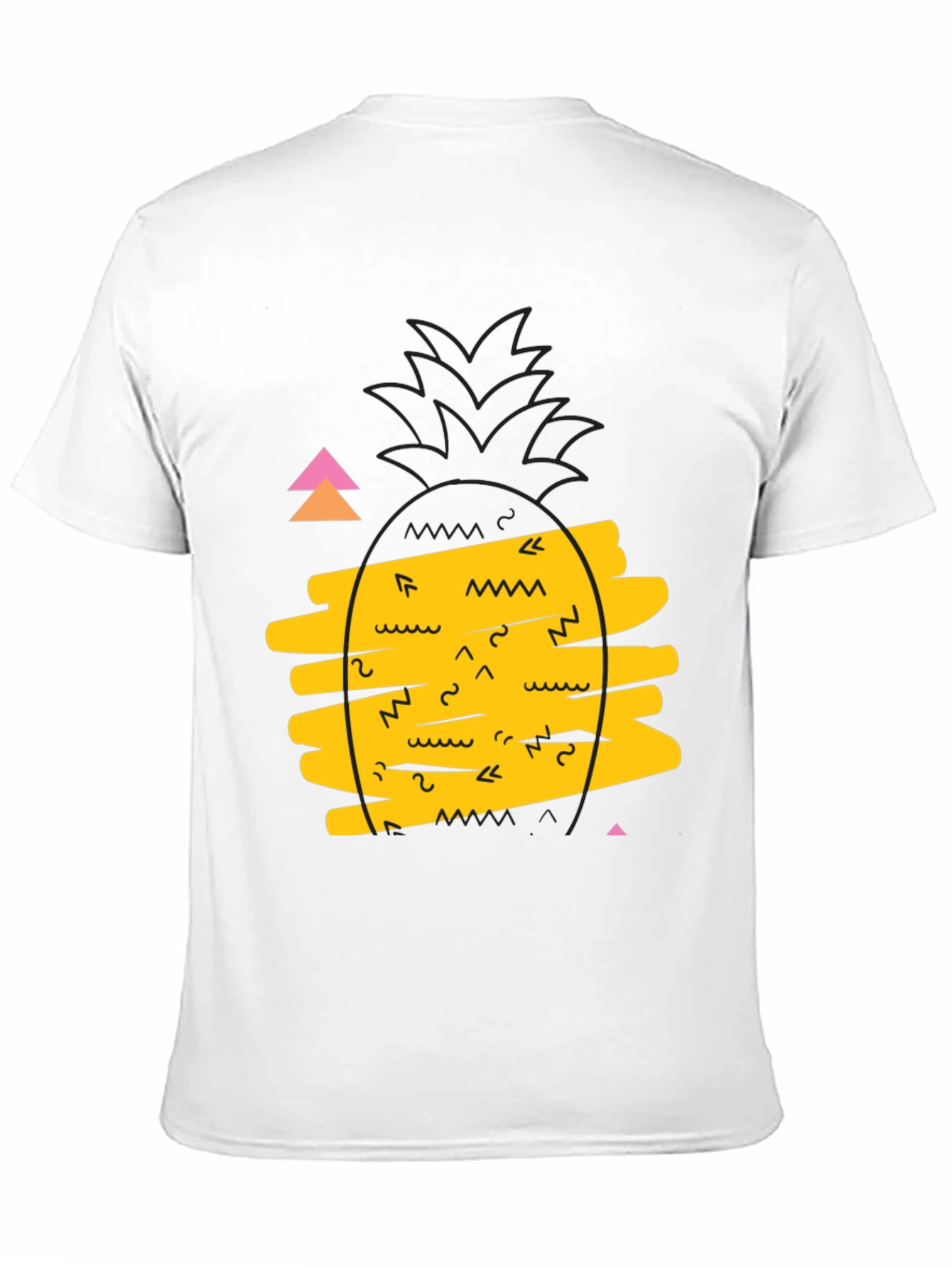 Retro Pineapple Graphic Tee - Black Cotton Casual T-Shirt