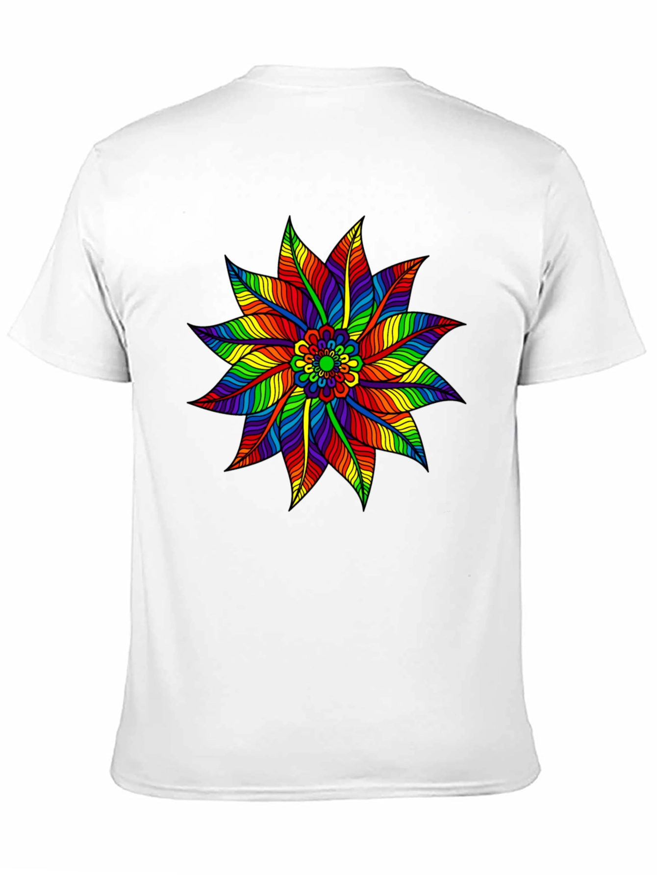 Rainbow Flower Graphic Tee - Stylish Black T-Shirt