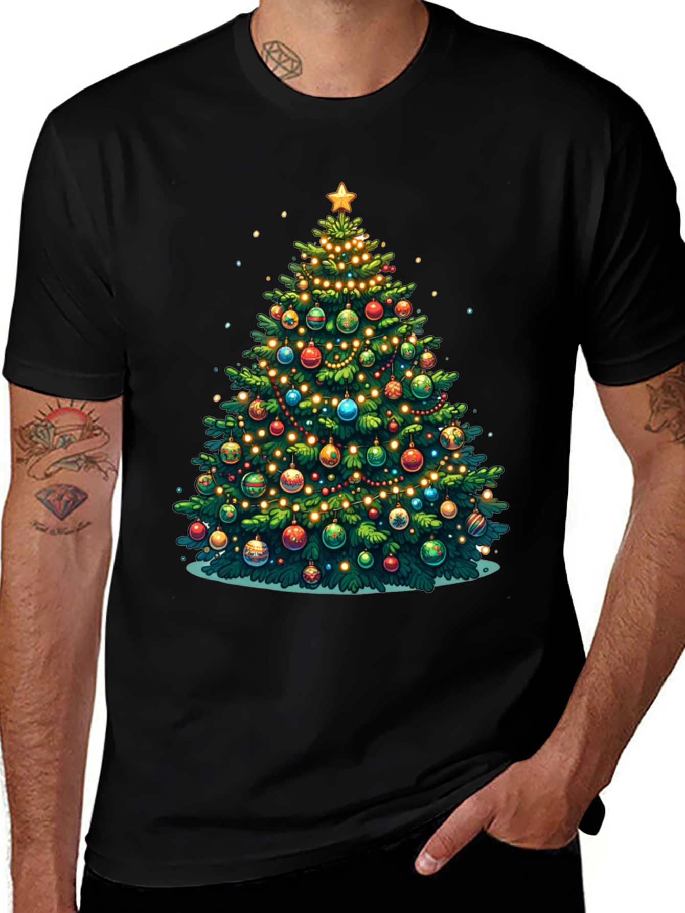 Christmas Tree Graphic Tee Holiday Shirt