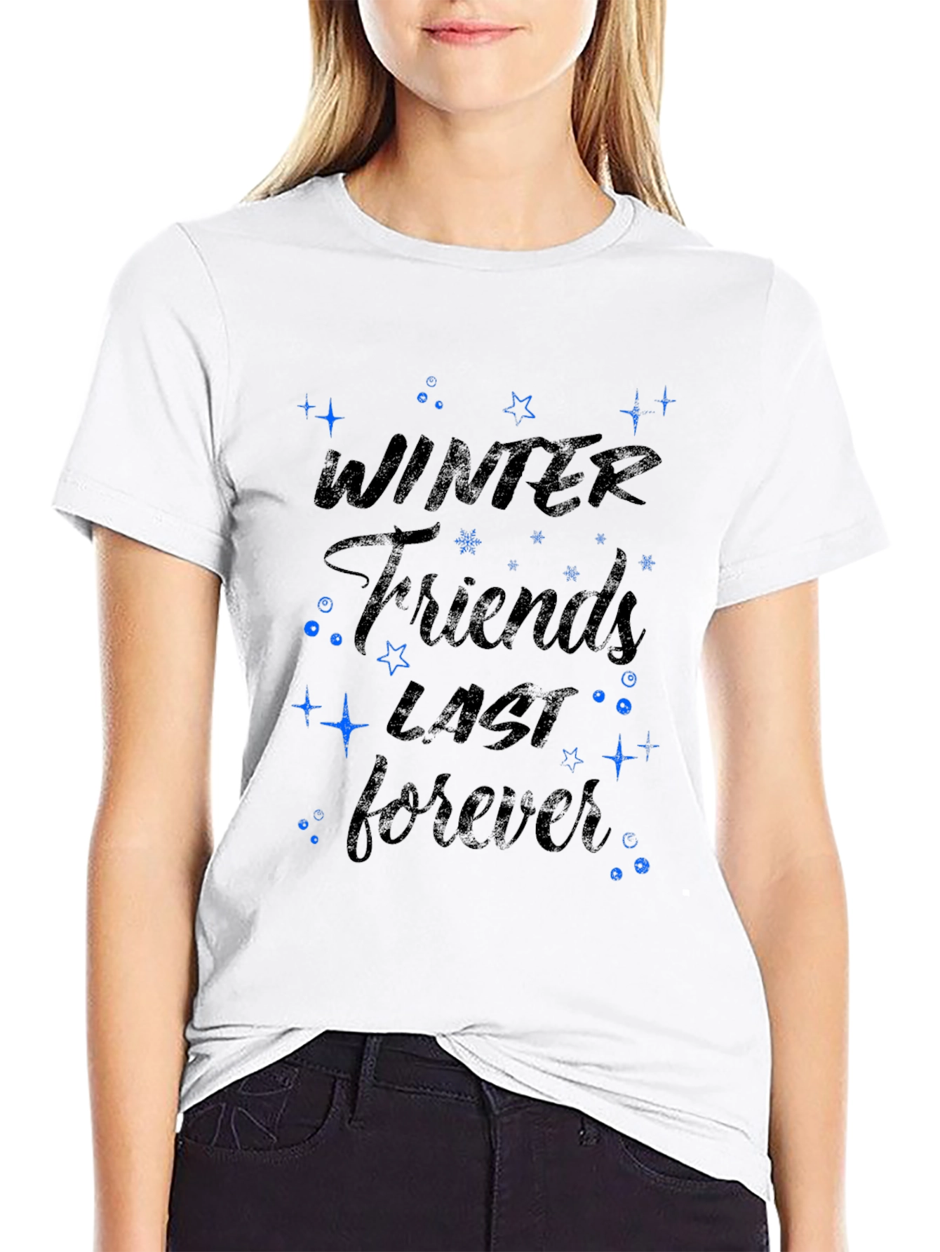 Winter Friends Forever Black Graphic Tee