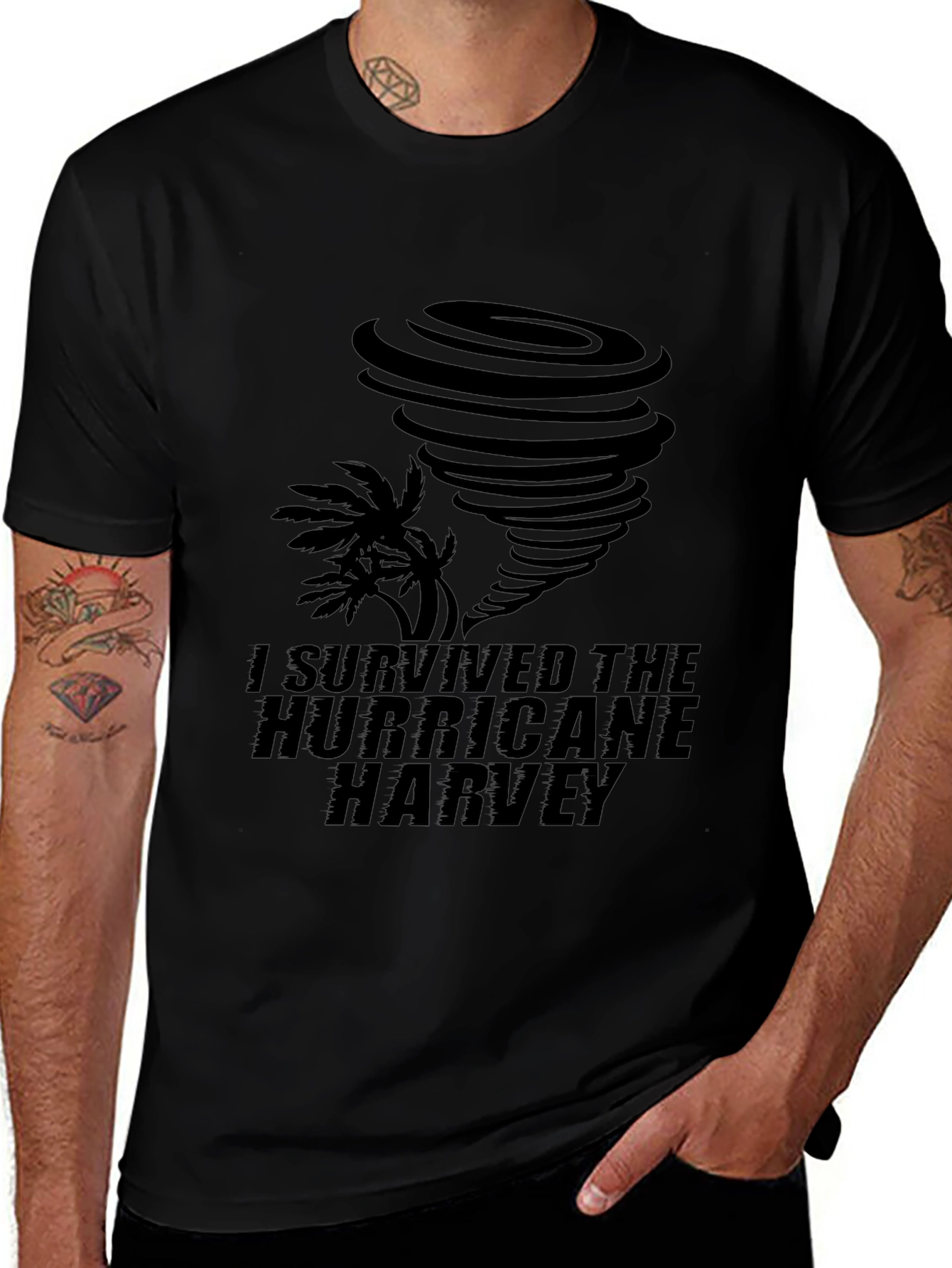 I Survived Hurricane Harvey Black T-Shirt