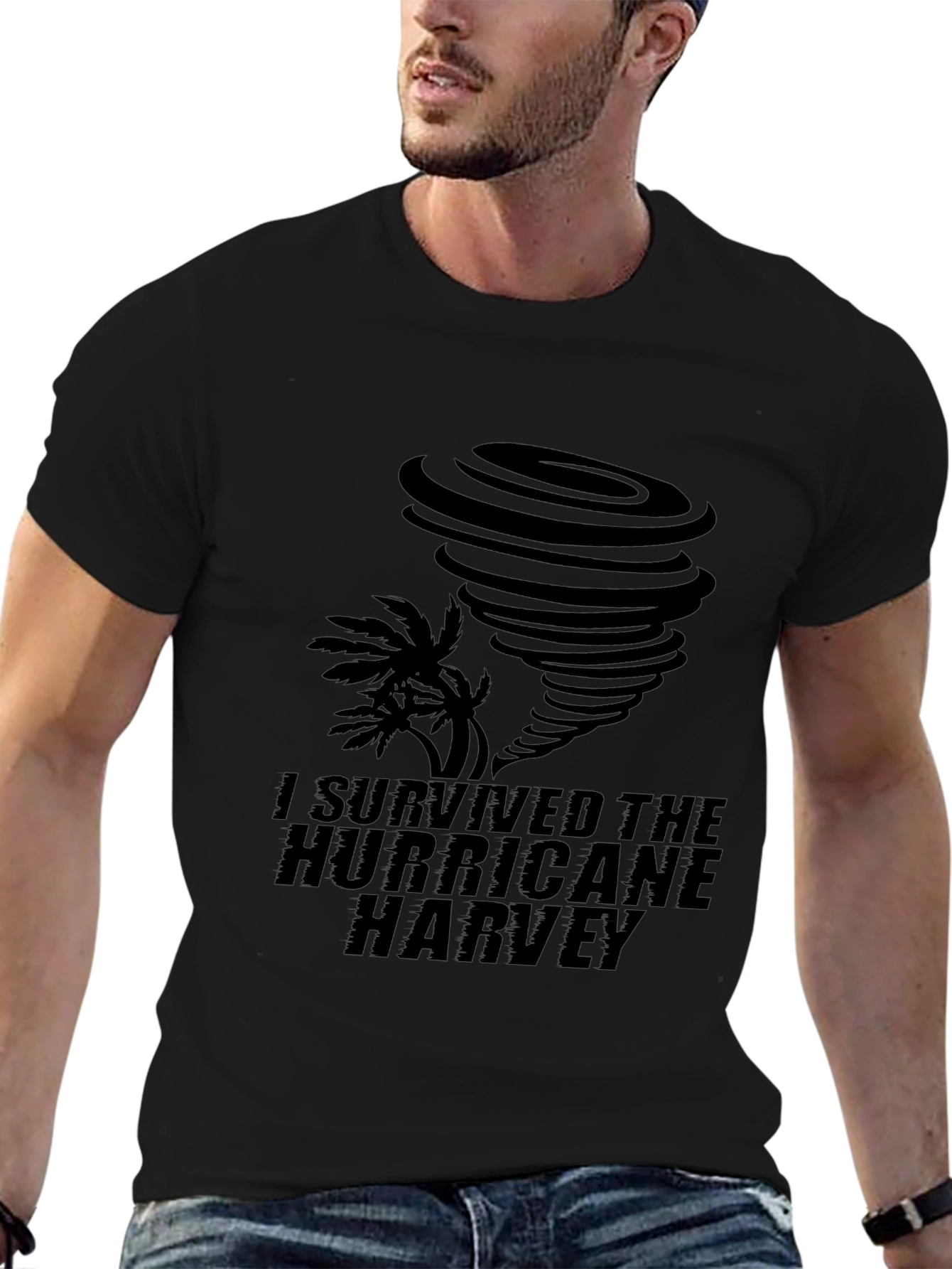 I Survived Hurricane Harvey Black T-Shirt
