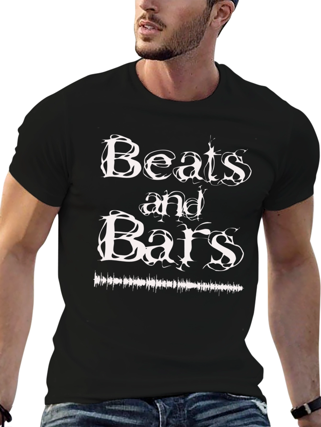 Beats and Bars Graphic T-Shirt - Black Cotton Tee
