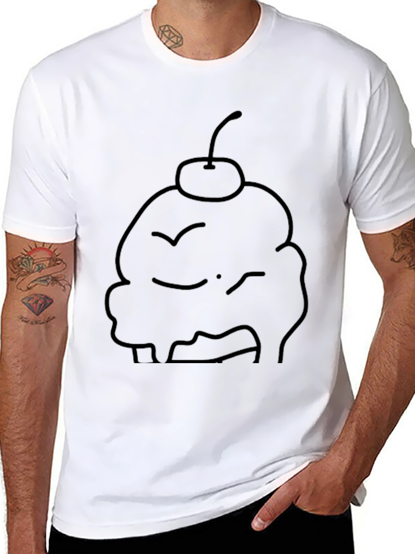 Cupcake Graphic Tee - Black Cotton T-Shirt