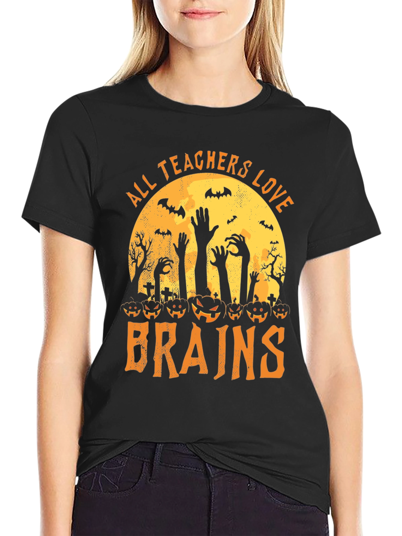 All Teachers Love Brains Halloween Graphic Tee