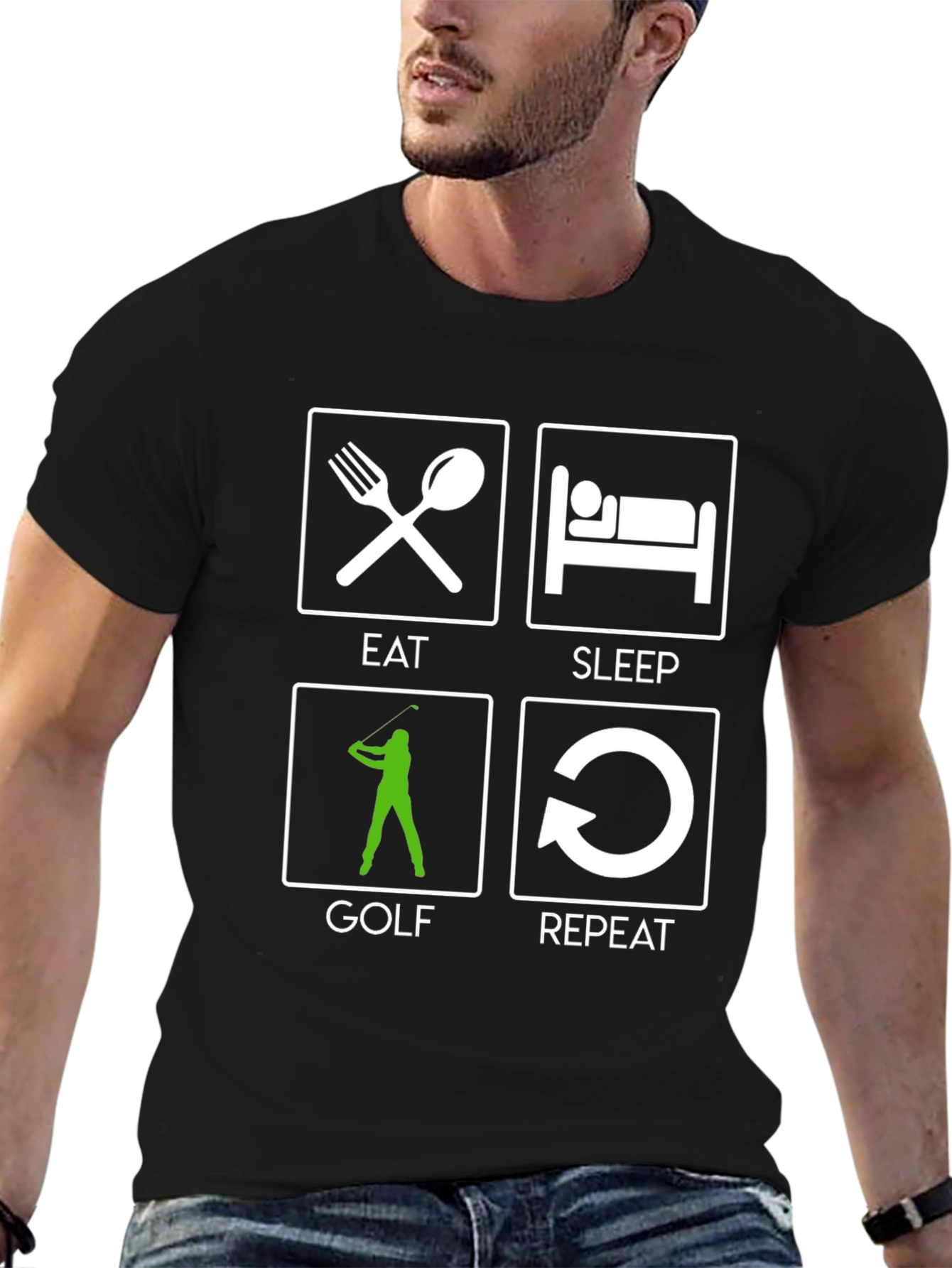 Eat Sleep Golf Repeat Graphic Tee