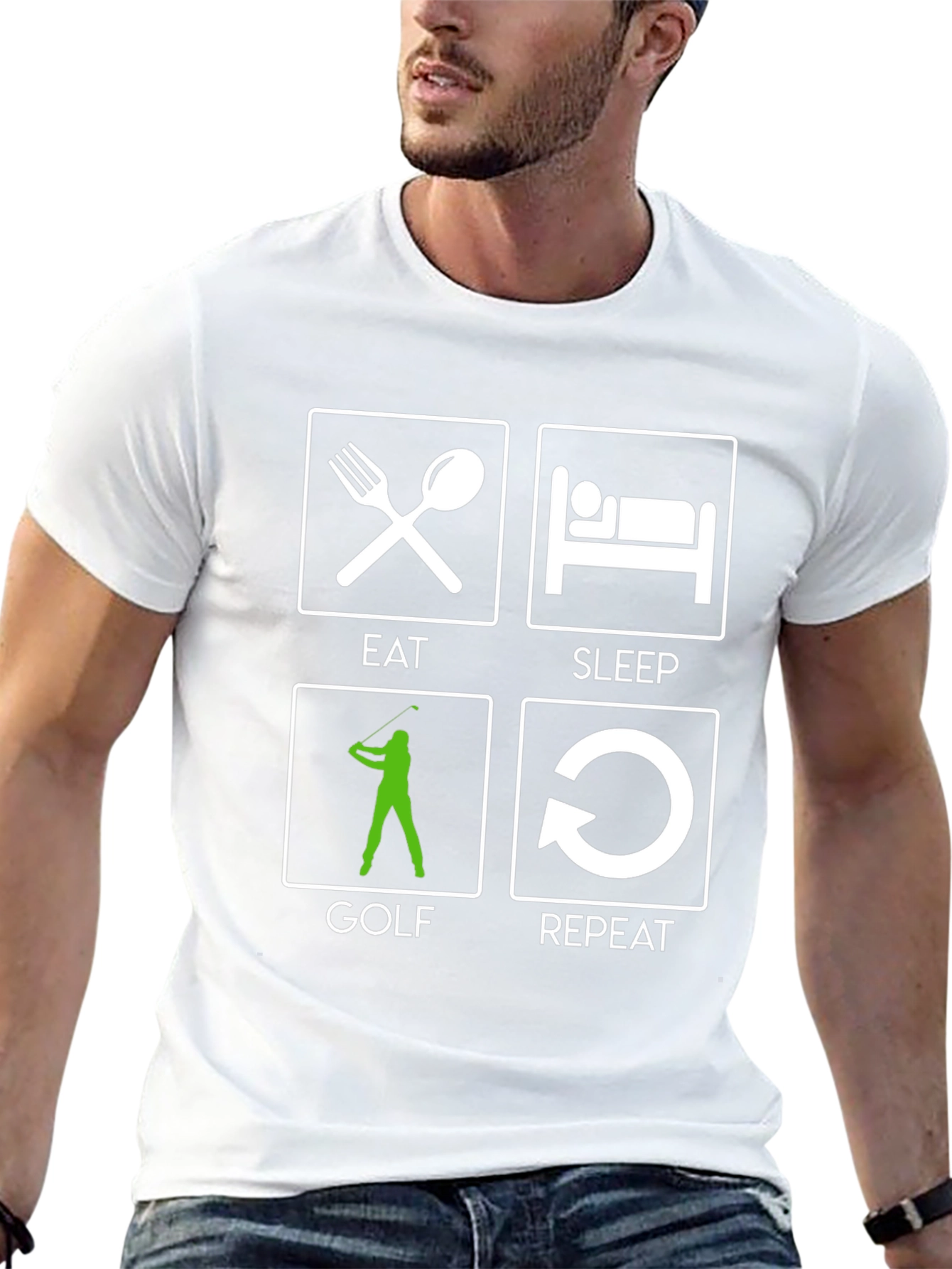 Eat Sleep Golf Repeat Graphic Tee