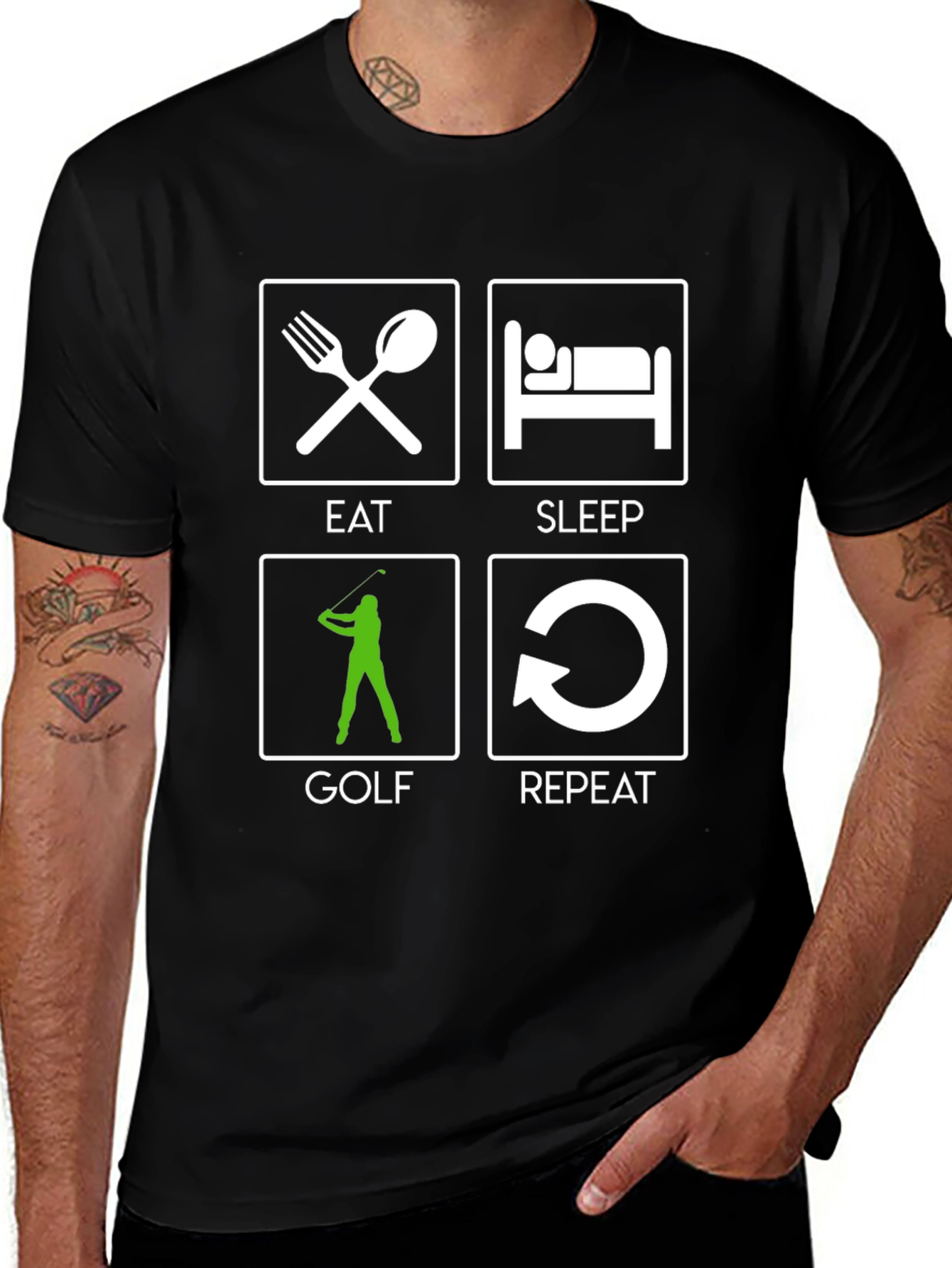 Eat Sleep Golf Repeat Graphic Tee