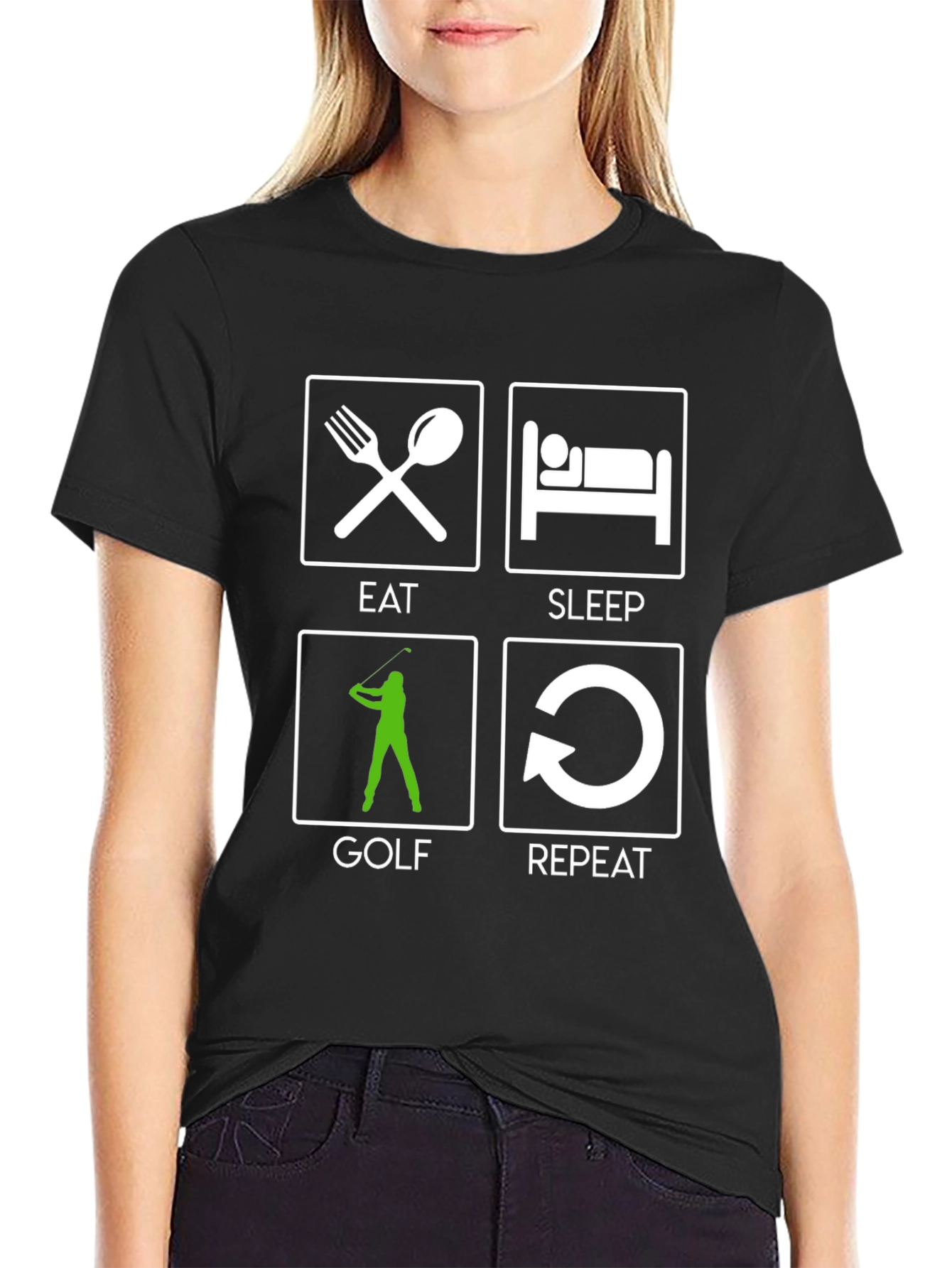 Eat Sleep Golf Repeat Graphic Tee