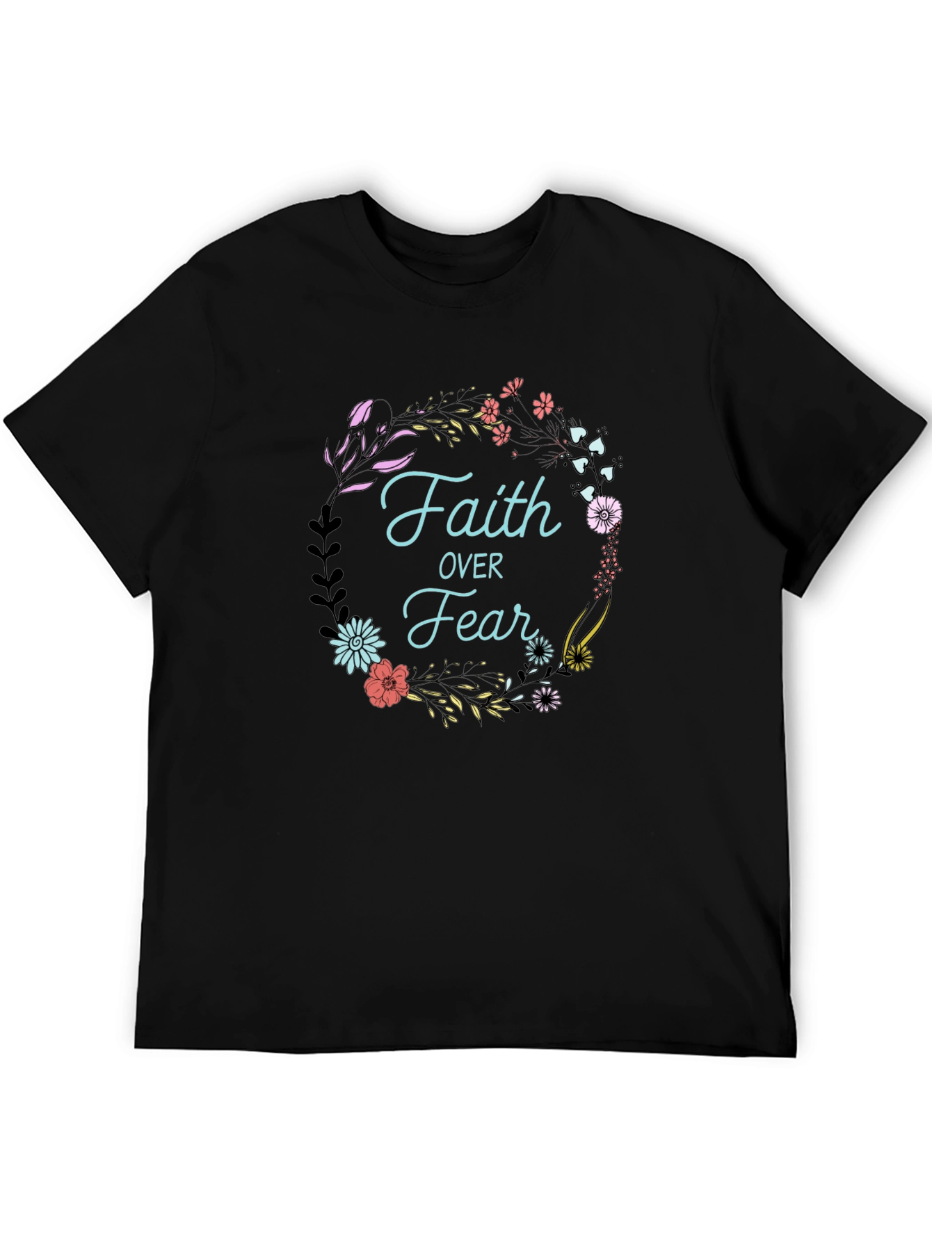 Faith Over Fear Floral Wreath Graphic Tee