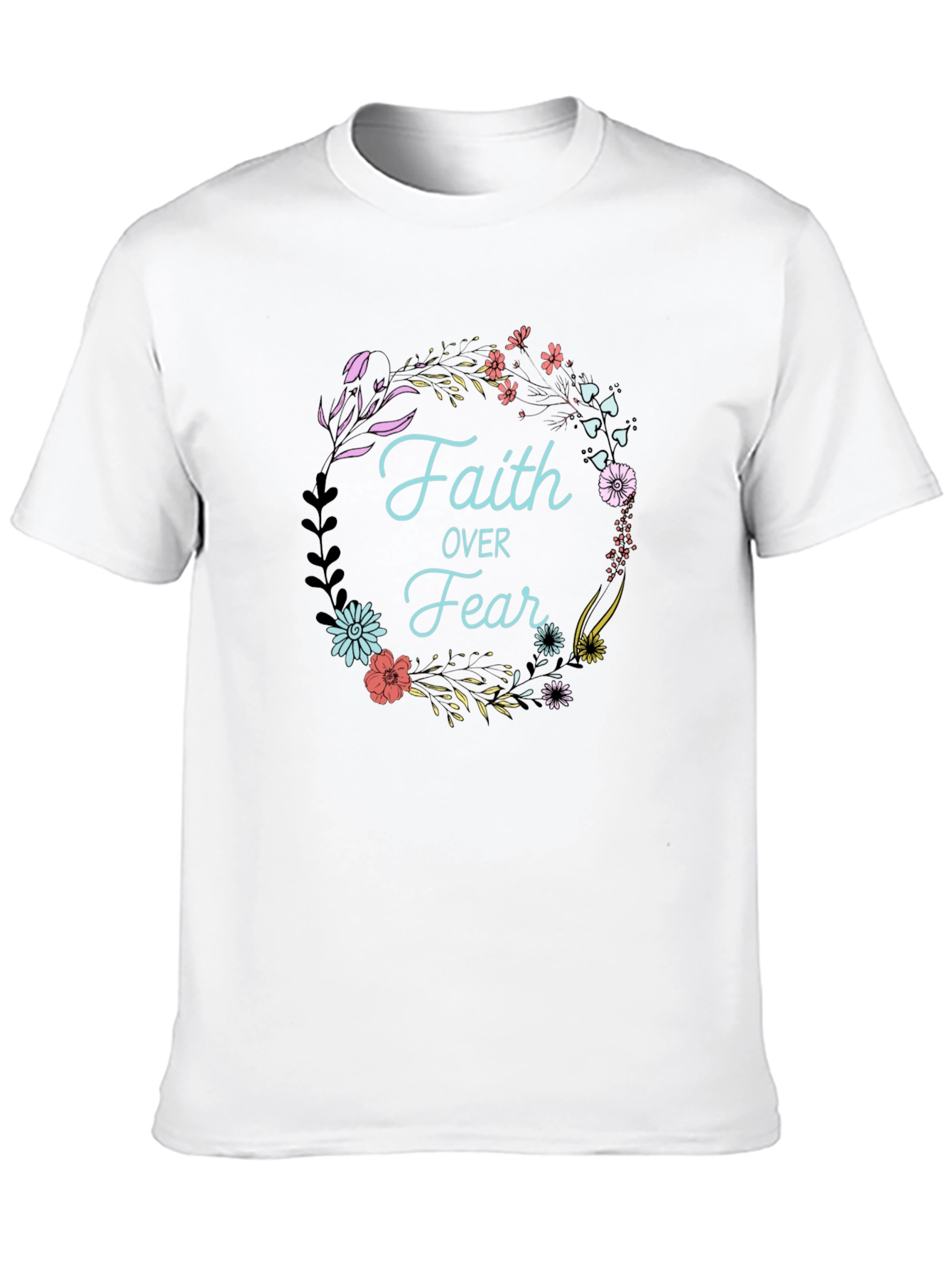 Faith Over Fear Floral Wreath Graphic Tee